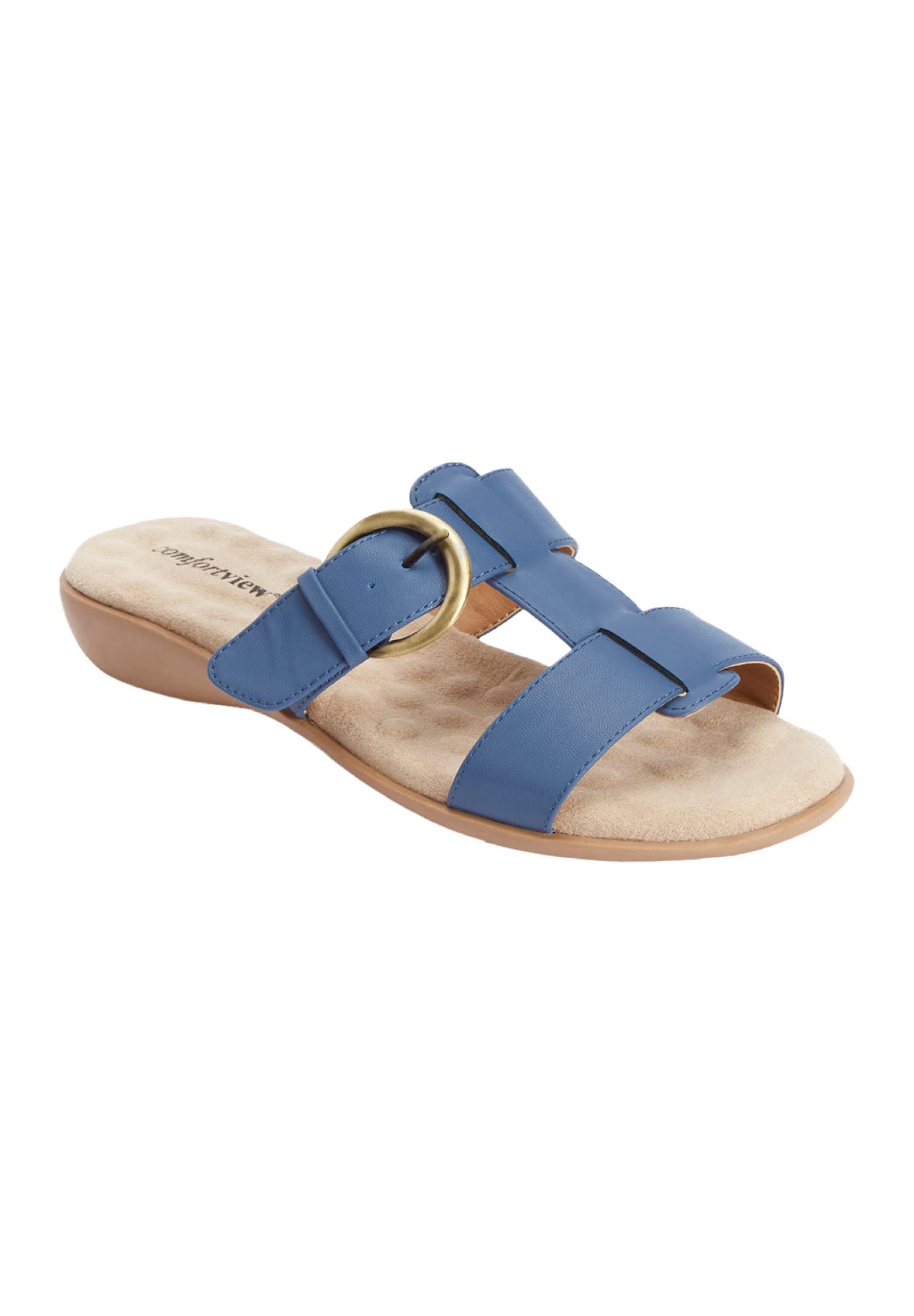 Comfortview Women's Wide Width The Dawn Sandal - Comfortable Slip-On Sandals for Wide Feet | Perfect for Walking, Travel & Summer Outfits