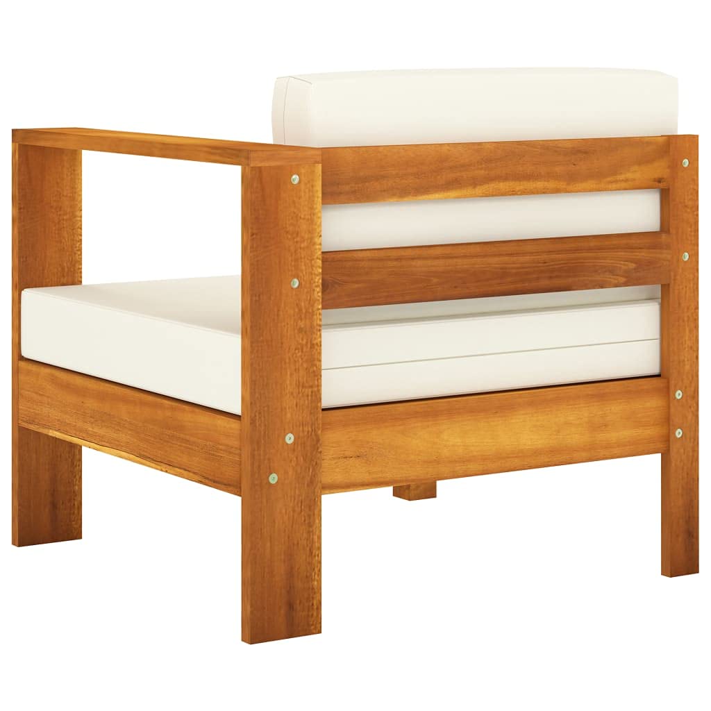 Modular Sofa Left Armrest Replacement - Acacia Wood Outdoor Patio Furniture with Seat & Back Cushions (27.6