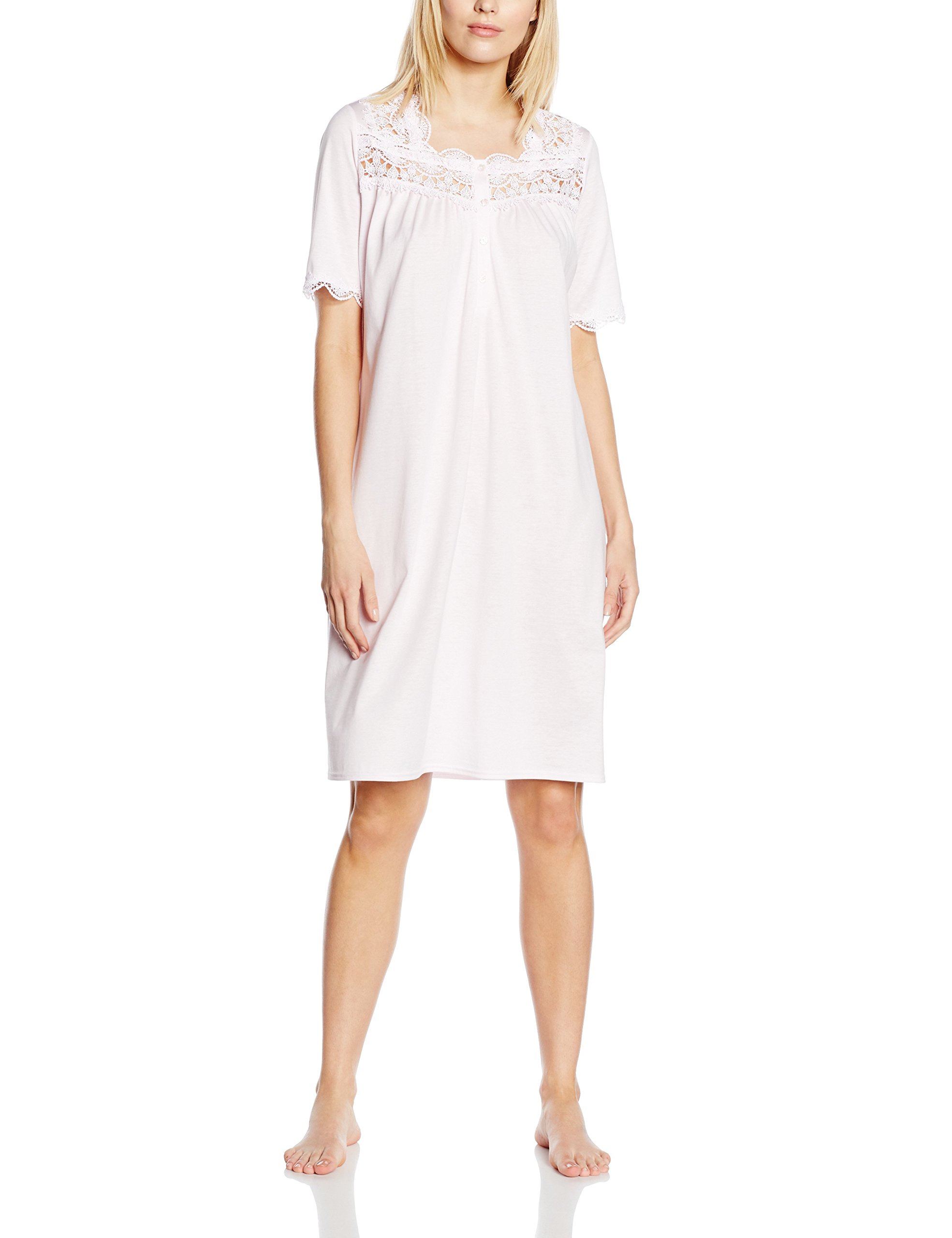 Luxury Women's Embroidered Rose Pink Nightdress - Elegant Sleepwear for Special Occasions & Romantic Evenings | Féraud 3883125-10038