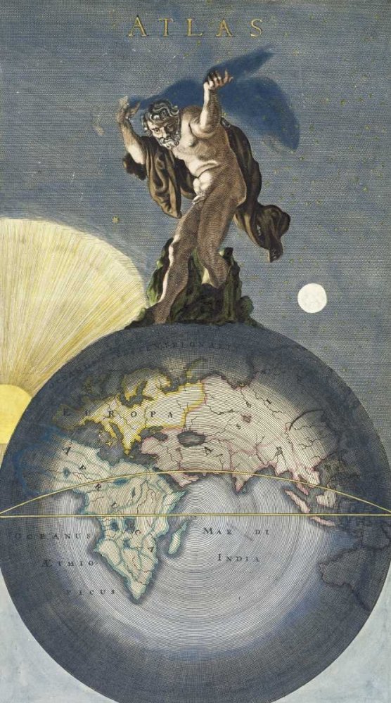 Vintage Atlas Danckerts Art Print on Paper - 45 x 24 Inch Fine Art Wall Decor for Living Room, Office & Bedroom - Justus Figurative Artwork for Framing & Home Decoration