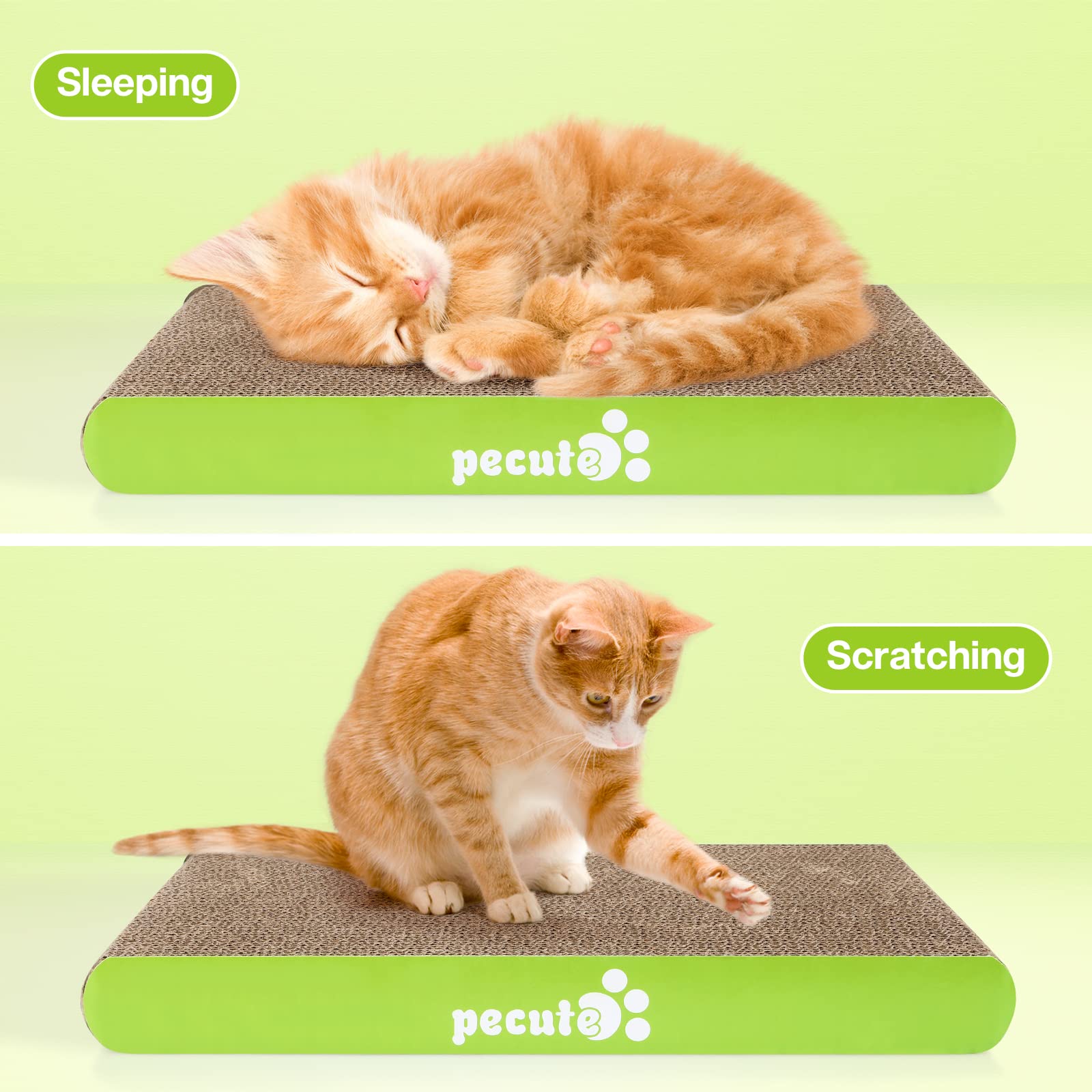 Pecute 2-Pack Cat Scratcher Boards with Catnip - Small & Medium Scratching Pads for Kitties, Durable Cat Lounger for Indoor Cats - Perfect for Sofa Protection & Playtime