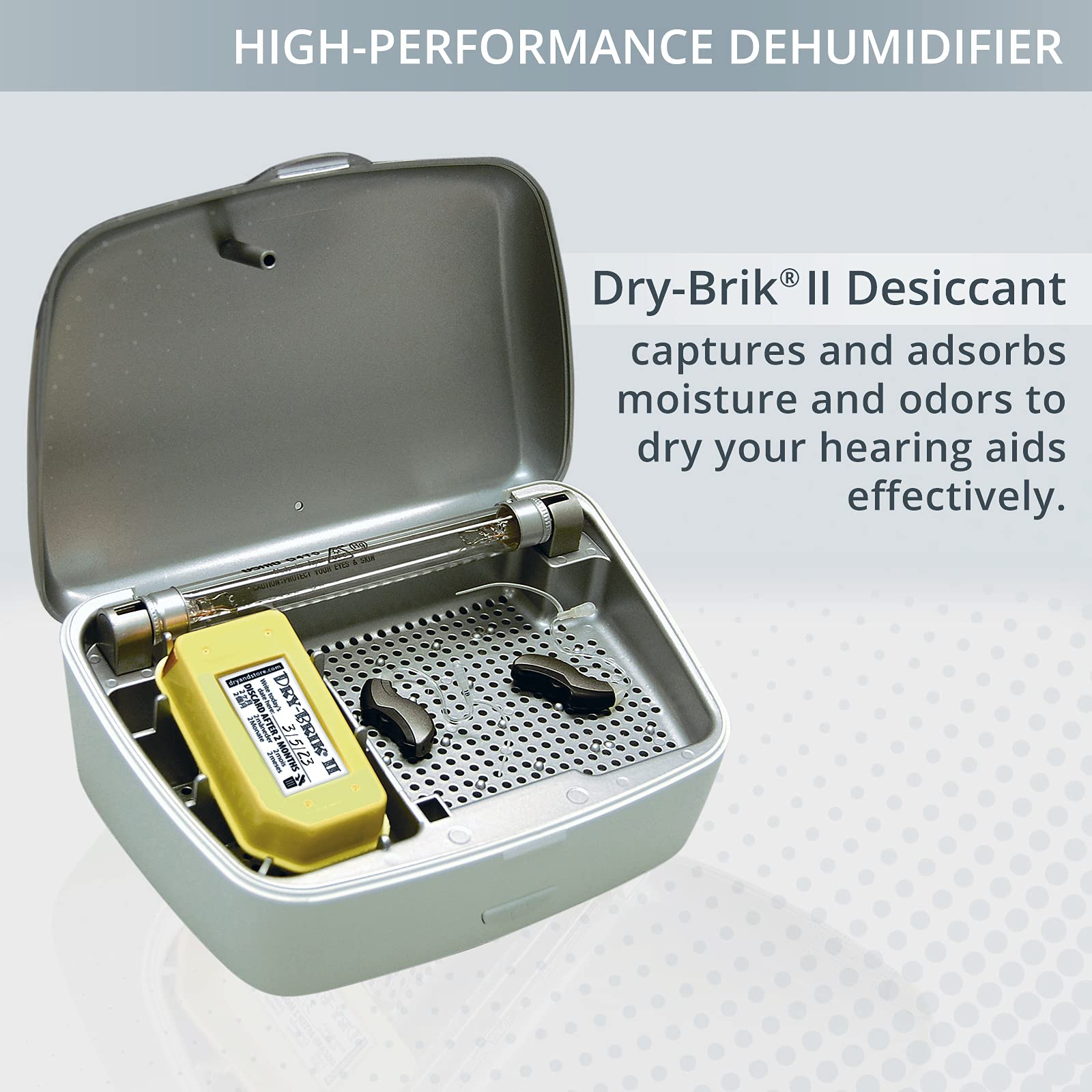Dry & Store Global II Electric Hearing Aid Dehumidifier with UV-C Sanitizer - Portable Hearing Device Dryer & Cleaner for Daily Maintenance at Home or Travel