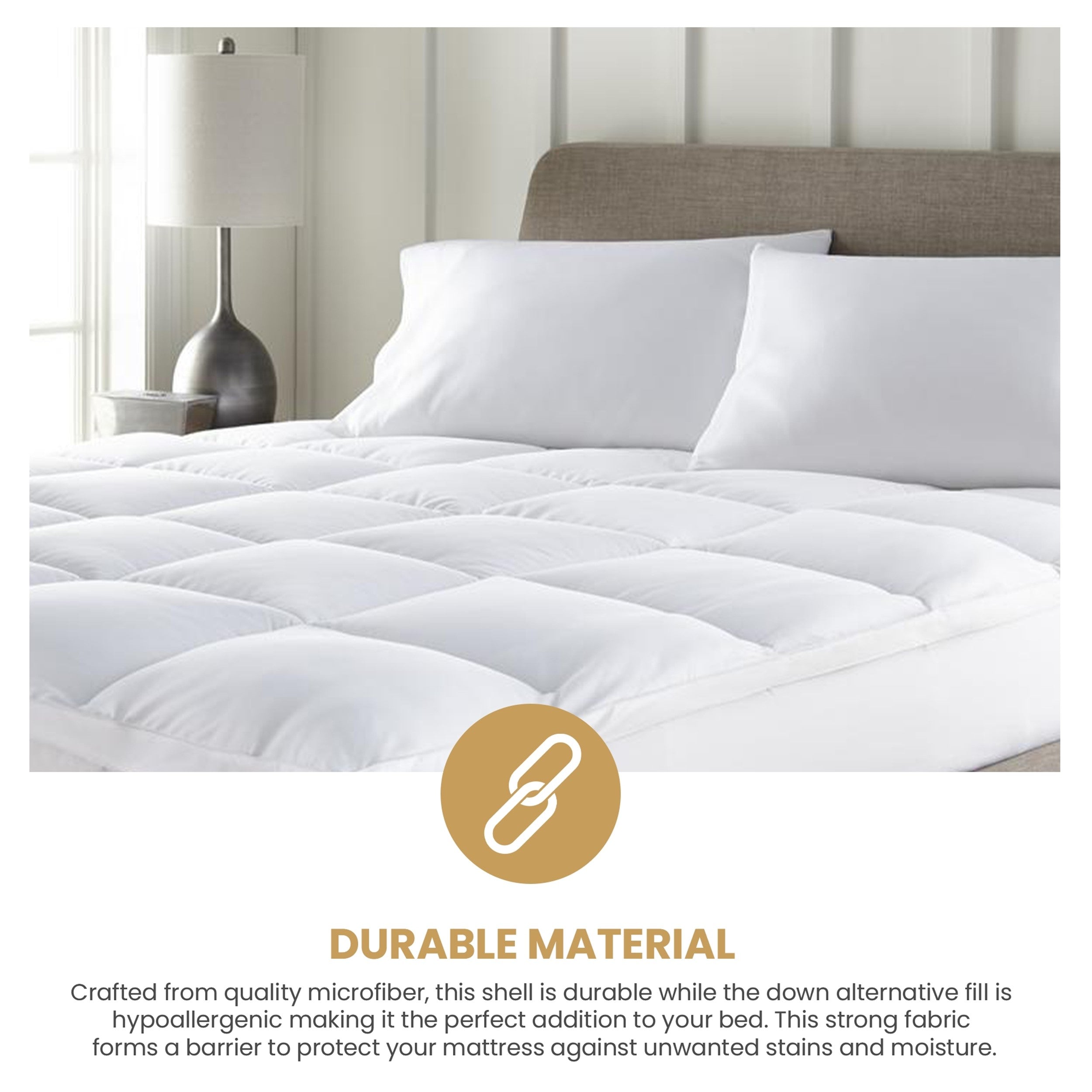 Hypoallergenic Down Alternative 2 Inch Deep Mattress Topper Cover - Breathable & Comfortable for Allergy Relief, Perfect for Bedroom, Guest Room & Dorm Use