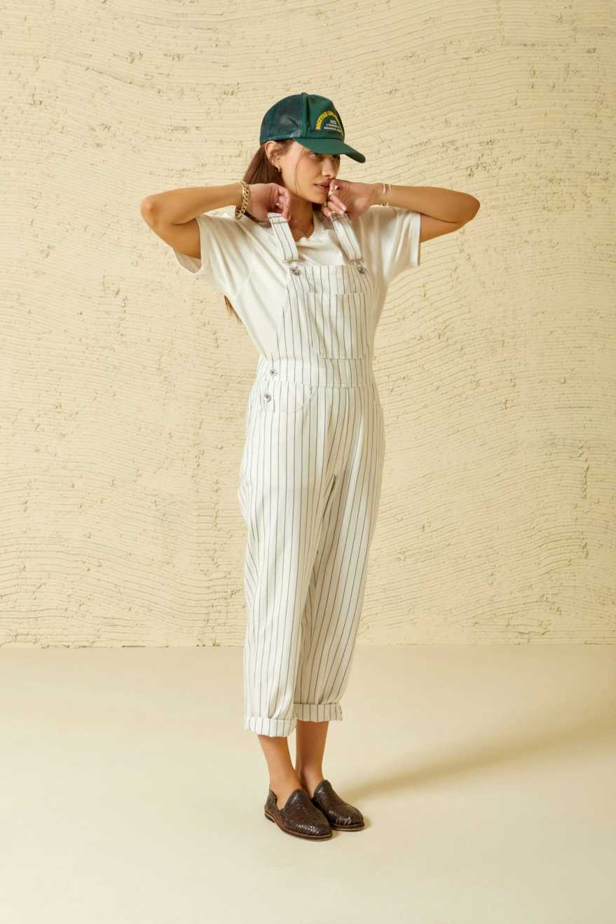 Costa Overall Jumpsuit - Off White & Black | Women's Fashion Romper for Casual Wear, Work & Outdoor Activities