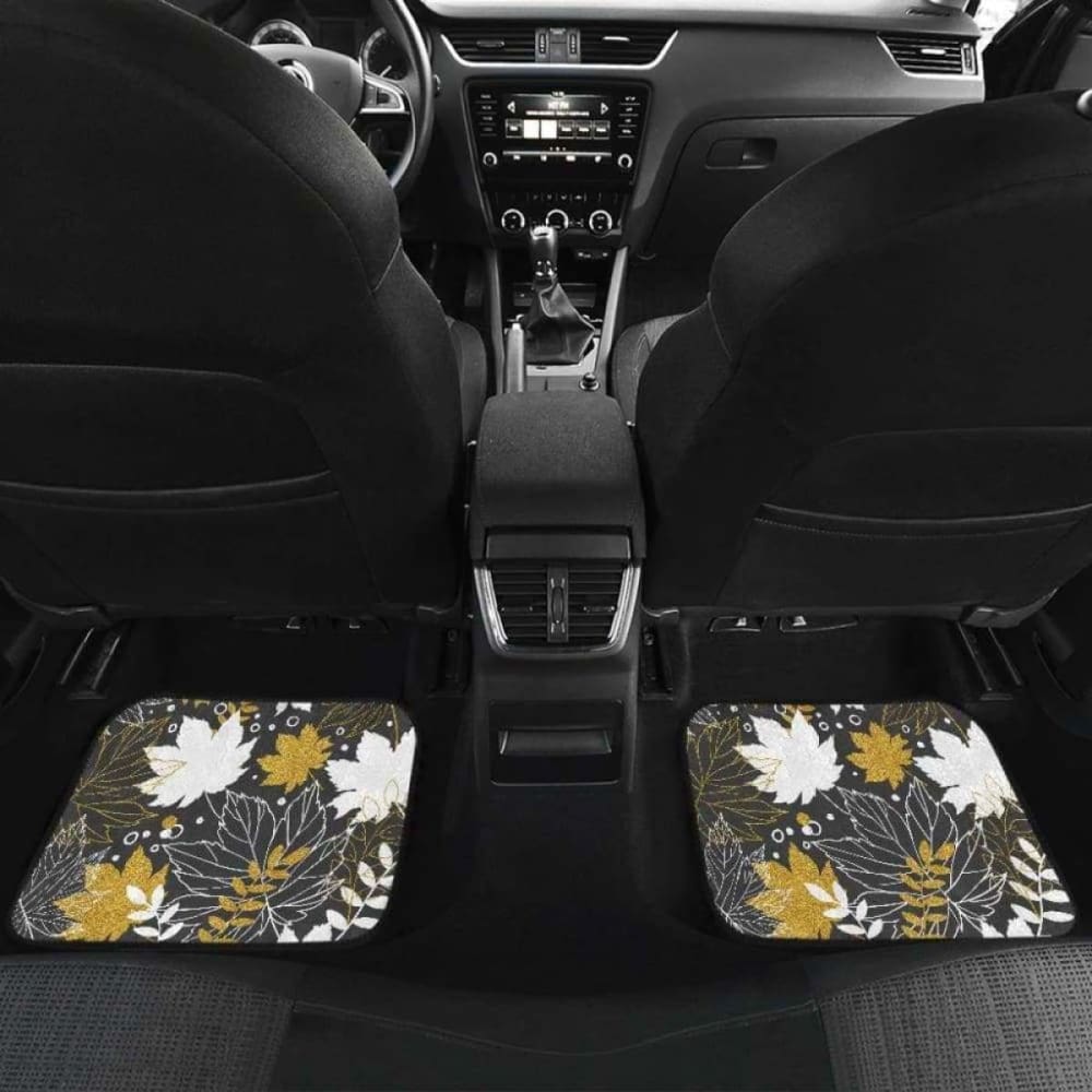 Premium Gold Autumn Maple Leaf Car Mats - Non-Slip Front & Back Floor Mats for Cars, SUVs, Trucks - Perfect for Fall Decor & Seasonal Vehicle Protection
