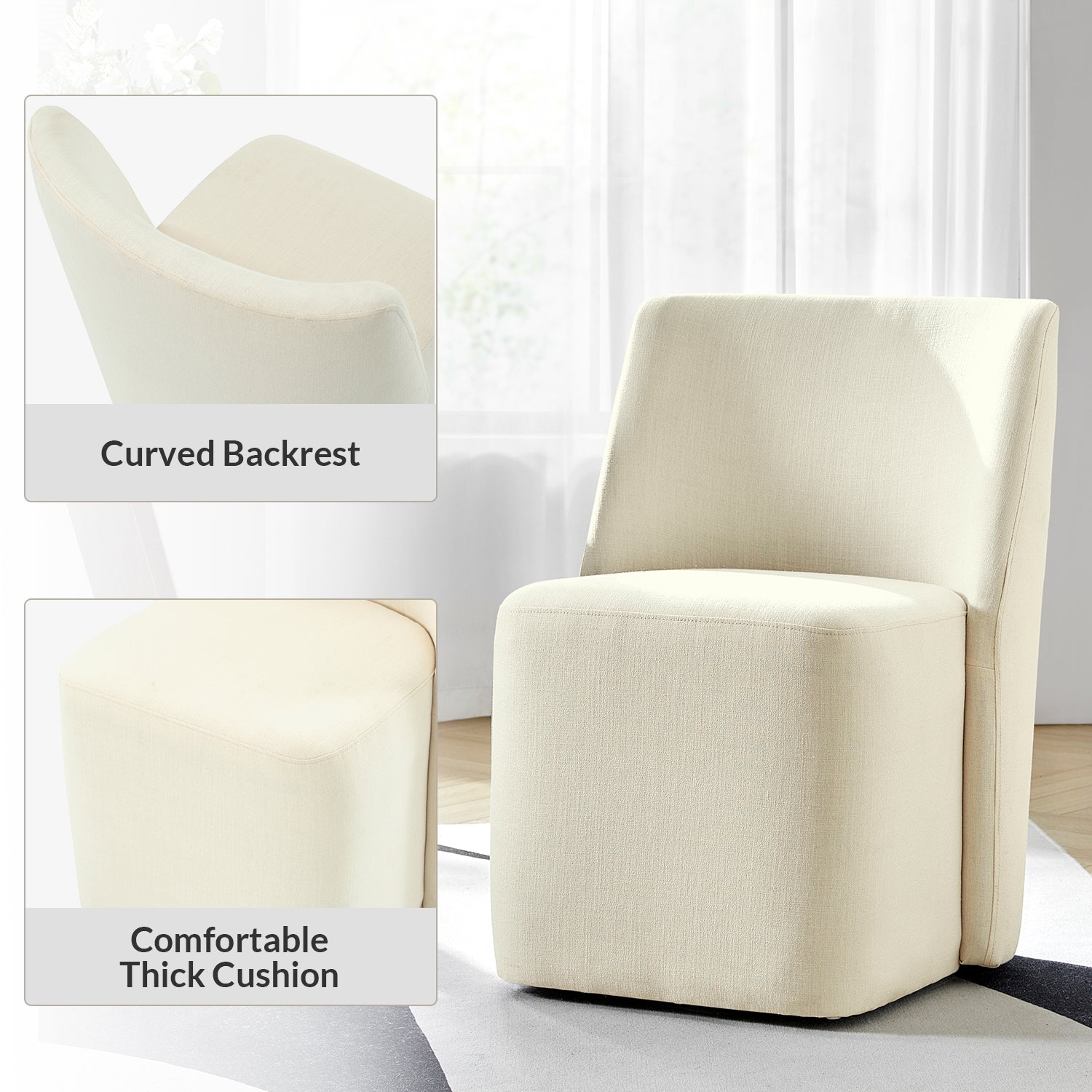 Yale Modern Curved Backrest Dining Chair - Adjustable & Versatile for Kitchen, Dining Room, Office (Set of 2, 4 or 6) - Comfortable Seating for Home & Restaurant Use