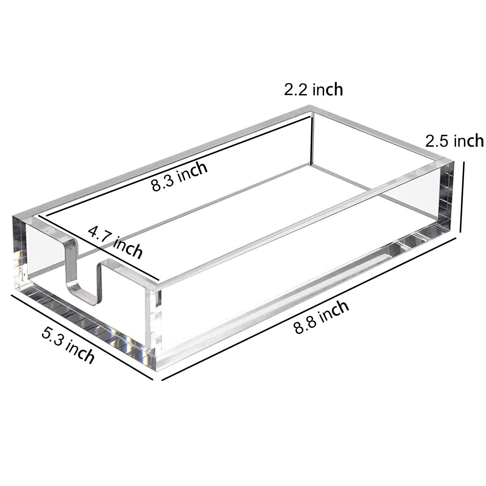 HIIMEI Clear Acrylic Napkin Holder & Guest Towel Tray for Bathroom, Kitchen, Hotel, Restaurant - Perfect for Parties, Weddings & Events - Disposable Paper Towel Organizer for Home & Commercial Use