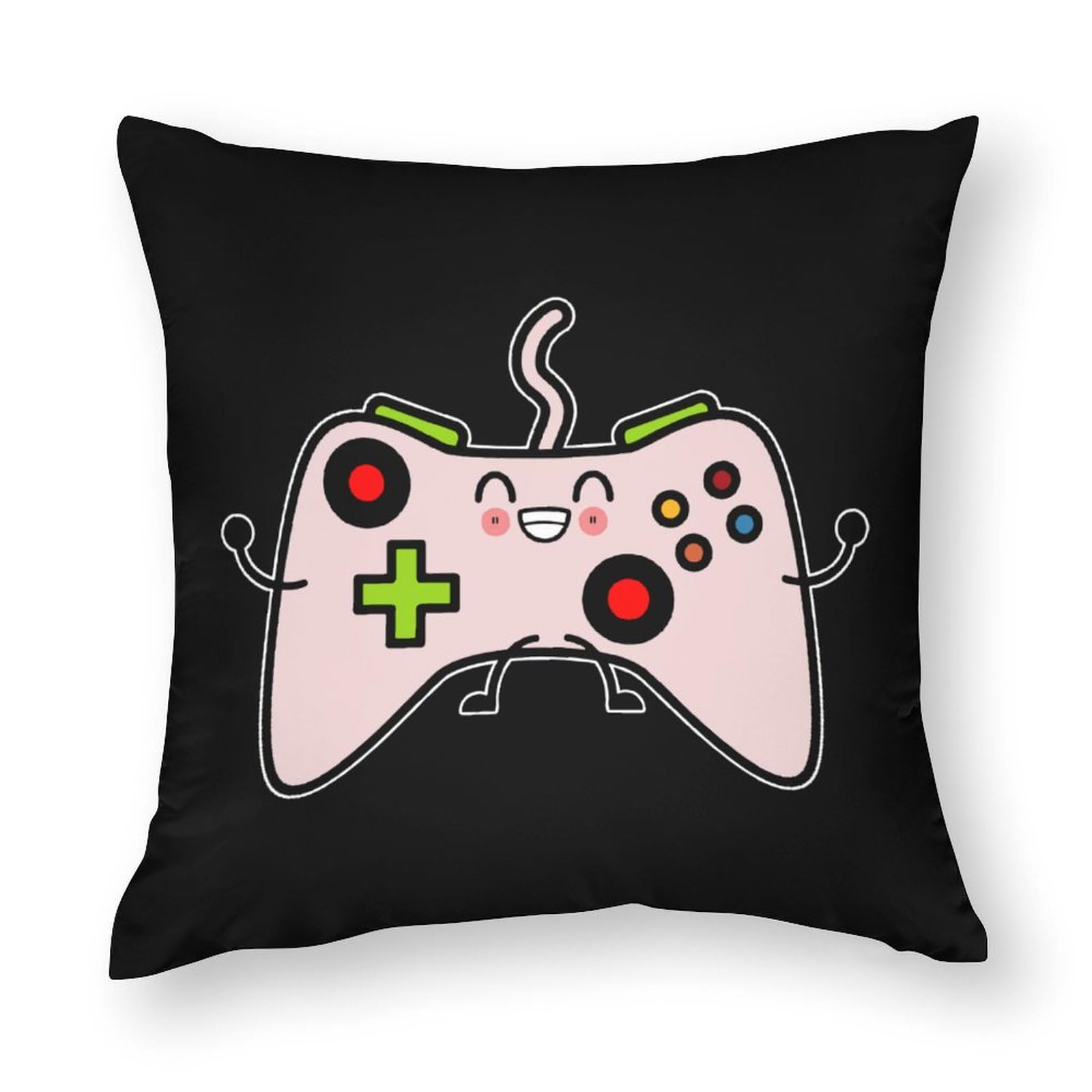 Soft 18x18 Inch Video Game Controller Polyester Pillow Cover - Breathable Cushion Case for Gaming Room, Bedroom & Sofa Decor - 1 Piece Washable Pillowcase for Gamers