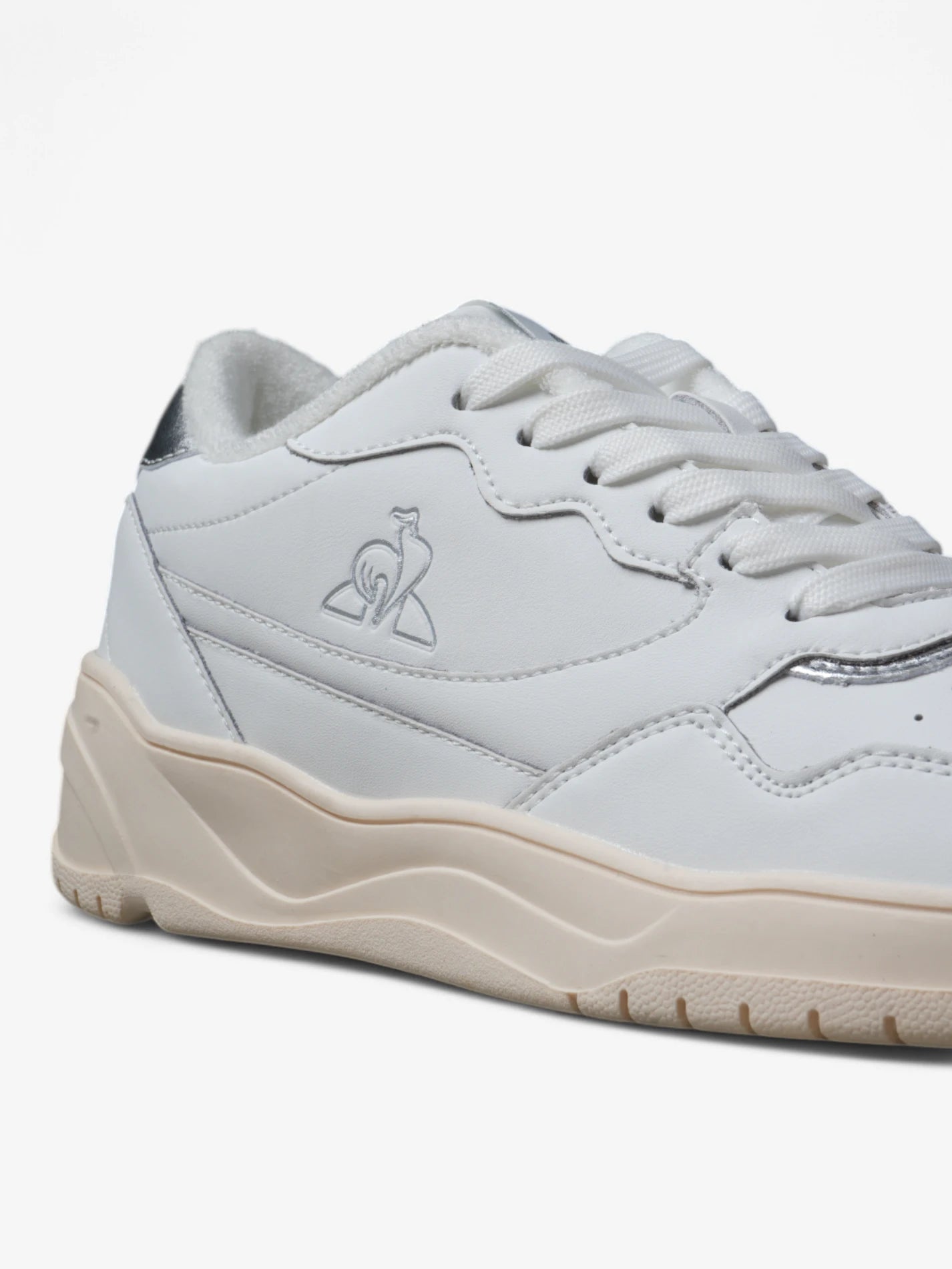 Le Coq Sportif Alma White Silver Sneakers - Stylish & Comfortable for Running, Walking & Casual Wear