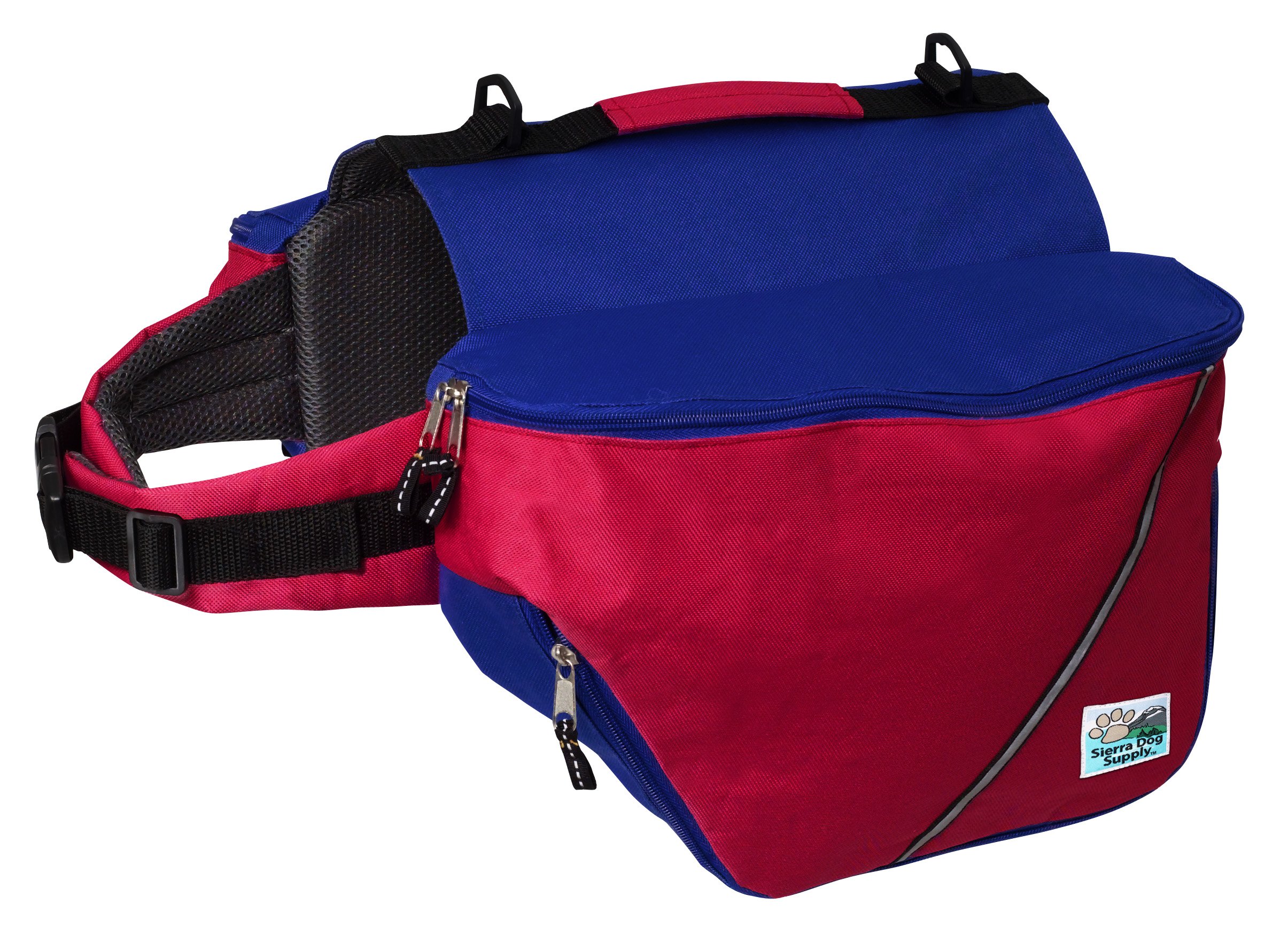 Doggles Dog Backpack for Medium Dogs - Adjustable Pet Carrier with Breathable Mesh (Red/Blue) - Perfect for Hiking, Travel & Outdoor Adventures