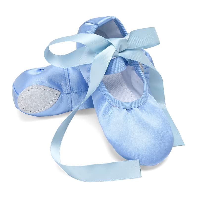 WENDYWU Girls Ballet Dance Shoes - Purple Flat Slippers with Ribbon for Ballet Class, Recital & Practice | Comfortable & Lightweight for Young Dancers