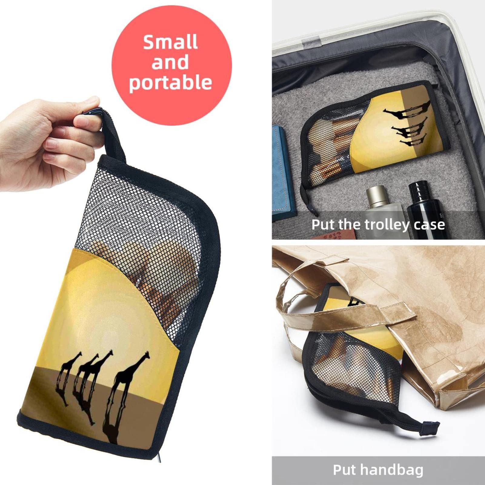 Premium Makeup Brush Organizer Bag with 12 Brushes & Desert Giraffe Glasses - Portable Cosmetic Brush Holder Case for Travel, Home, and Professional Makeup Artists