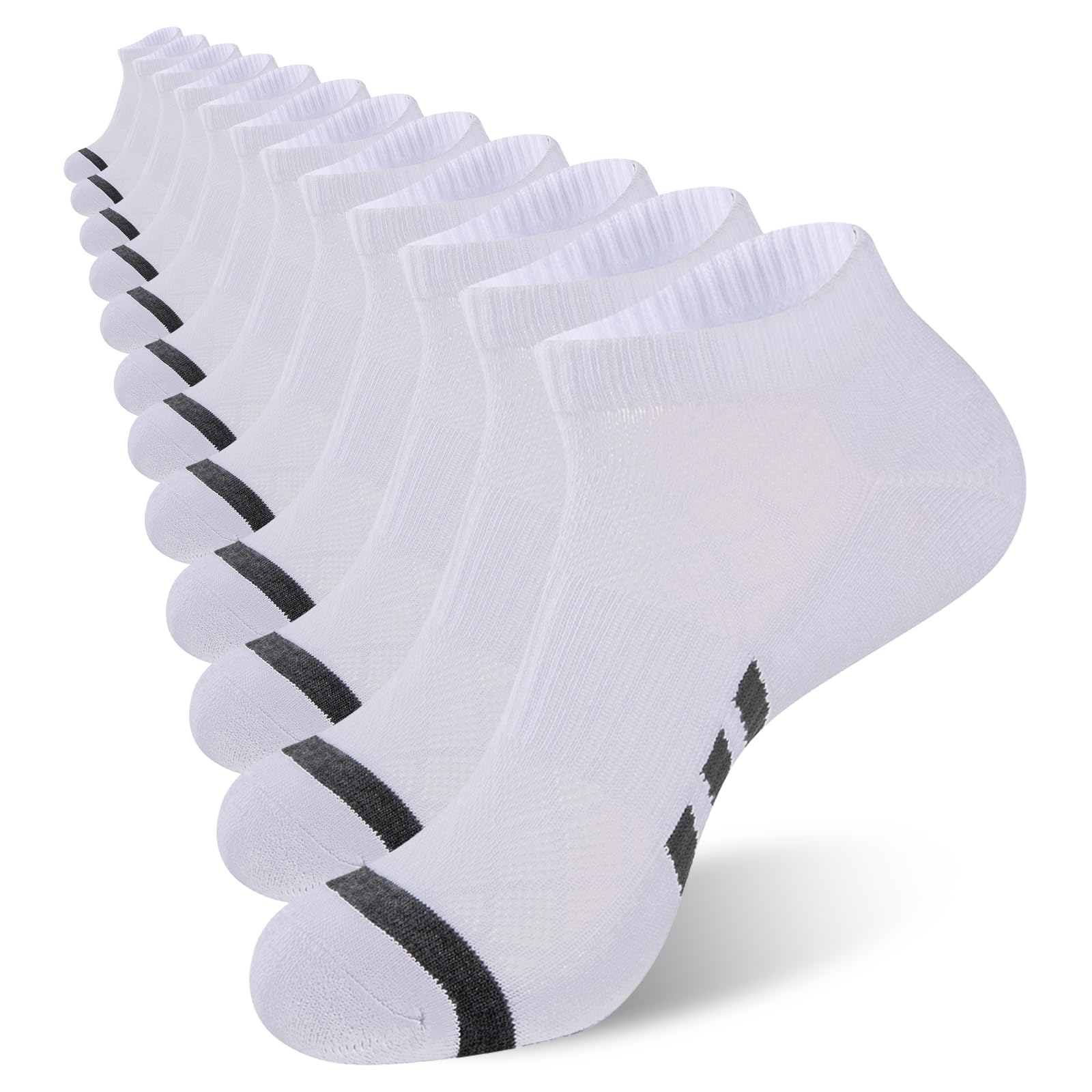 Heatuff 12 Pairs Men's Cushion Ankle Socks - Athletic Running Socks with Breathable Fabric & Arch Support for Sports, Workout, Gym & Everyday Wear