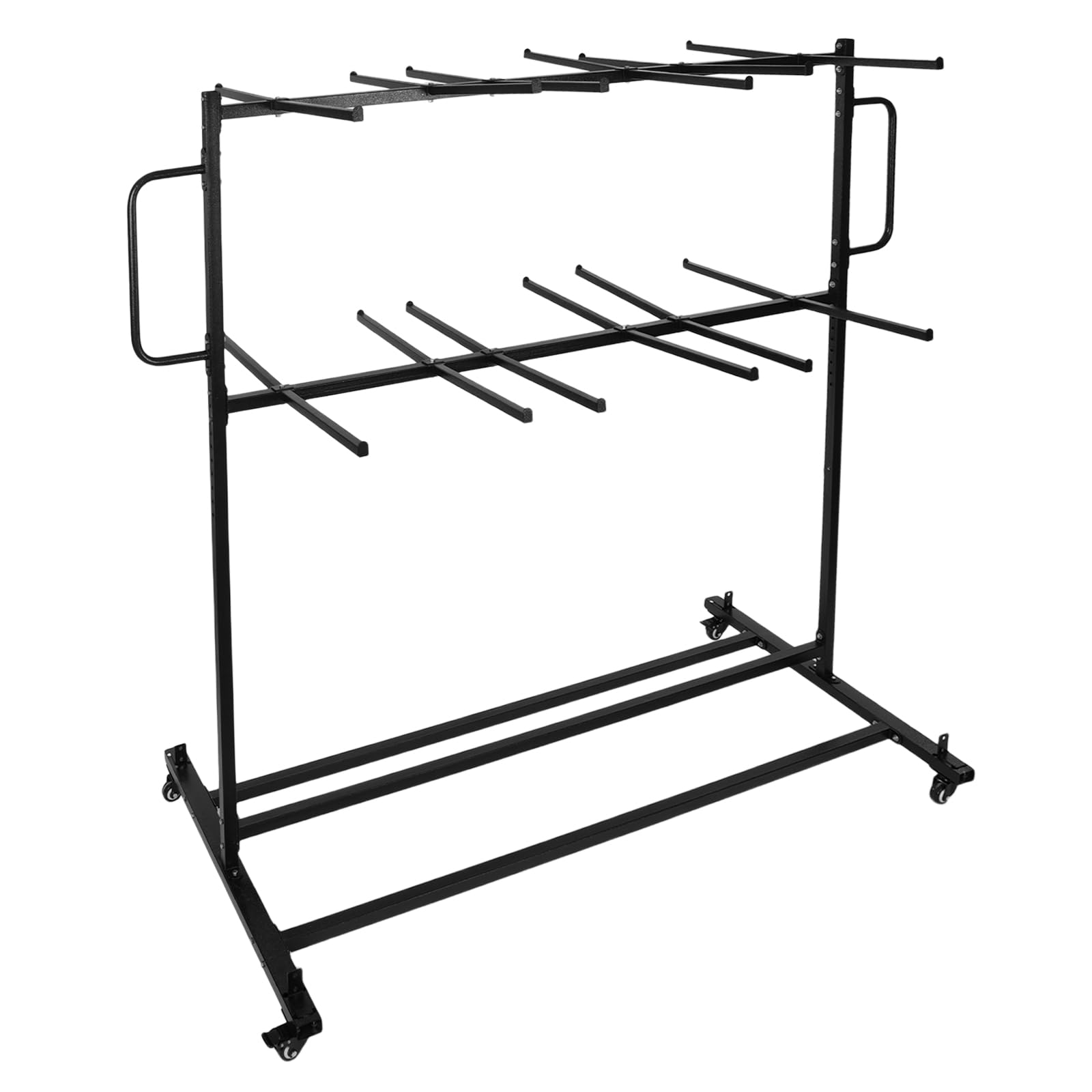 2-Tier Folding Chair Cart with Wheels - Heavy Duty Commercial Storage Rack for 84 Chairs & Tables - Locking Casters for Stability - Ideal for Hotels, Meeting Rooms, Events & Banquets (33.5 x 63 x 71.65 Inches) - Space-Saving Solution for Conference Centers, Churches & School Auditoriums