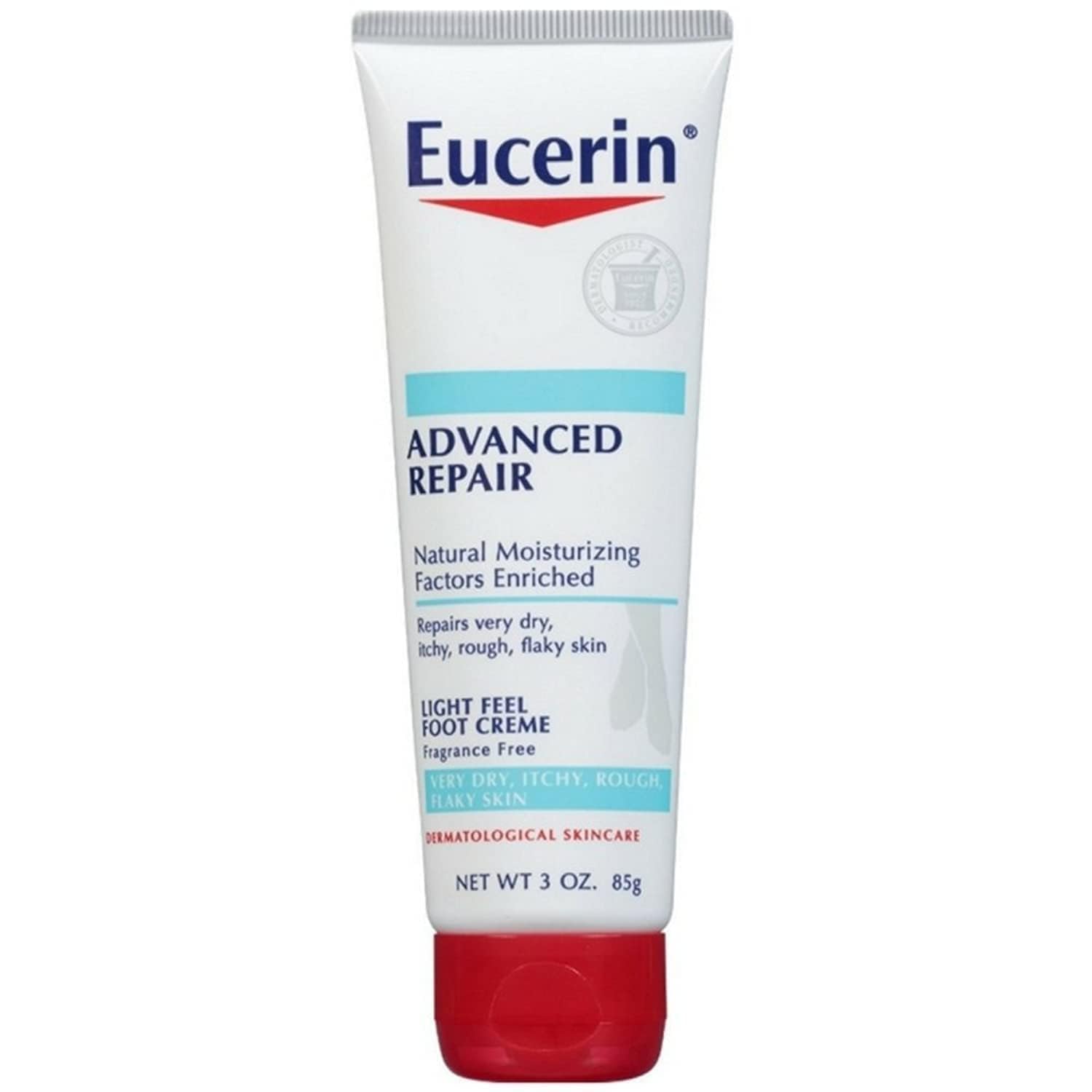 Eucerin Advanced Repair Foot Cream for Very Dry Skin – Lightweight, Fragrance-Free, 3 oz – Hydrates & Soothes Cracked Heels – Perfect for Daily Foot Care & Overnight Treatment