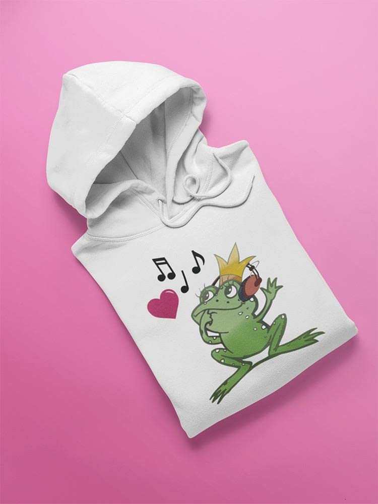 Smartprints Frog With Headphones Hoodie for Women - Cute Cartoon Animal Sweatshirt | Perfect for Casual Wear, Gifts & Street Fashion