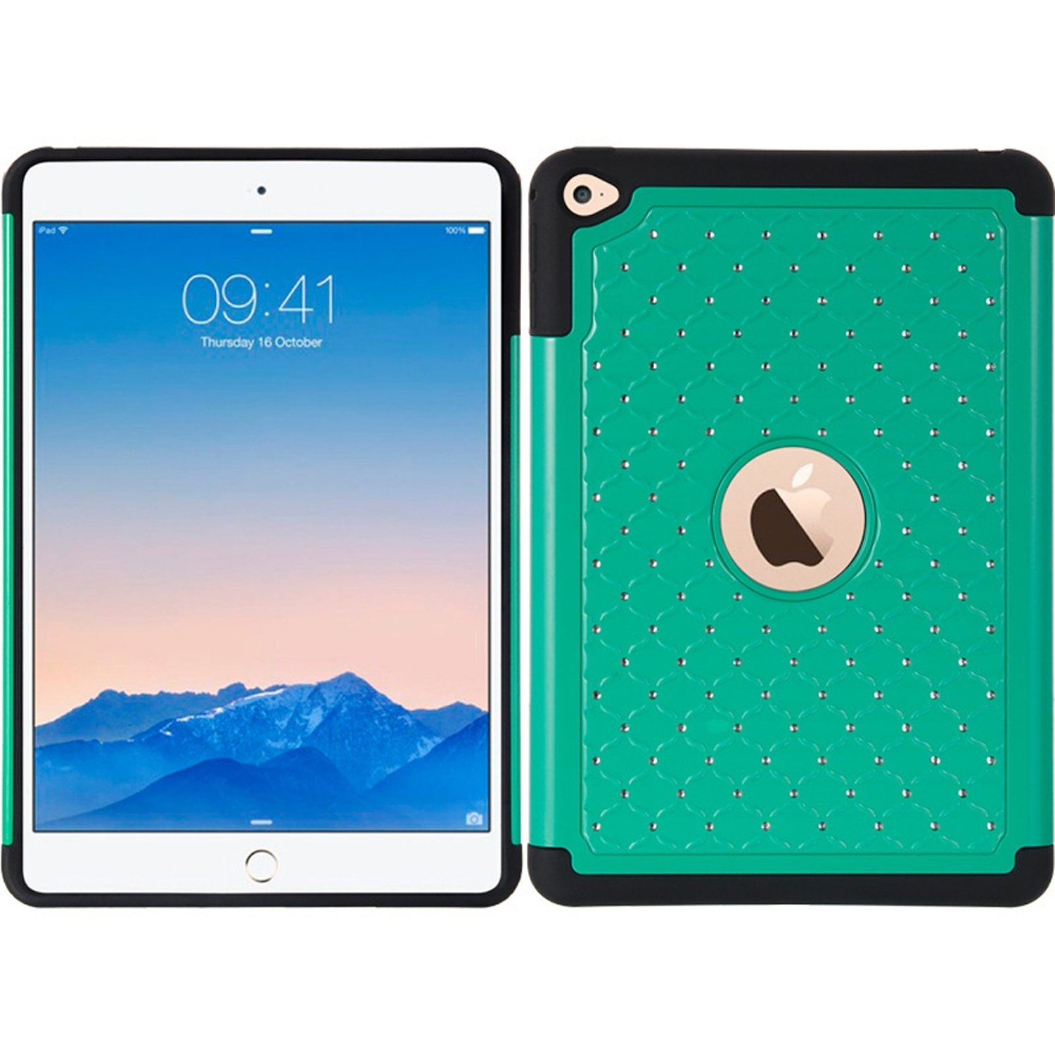 Premium Shock-Absorbing Hybrid Case for iPad Mini 4 - Dual Layer PC/TPU Fish Scale Design in Teal/Black | Perfect for Travel, Work & Everyday Protection