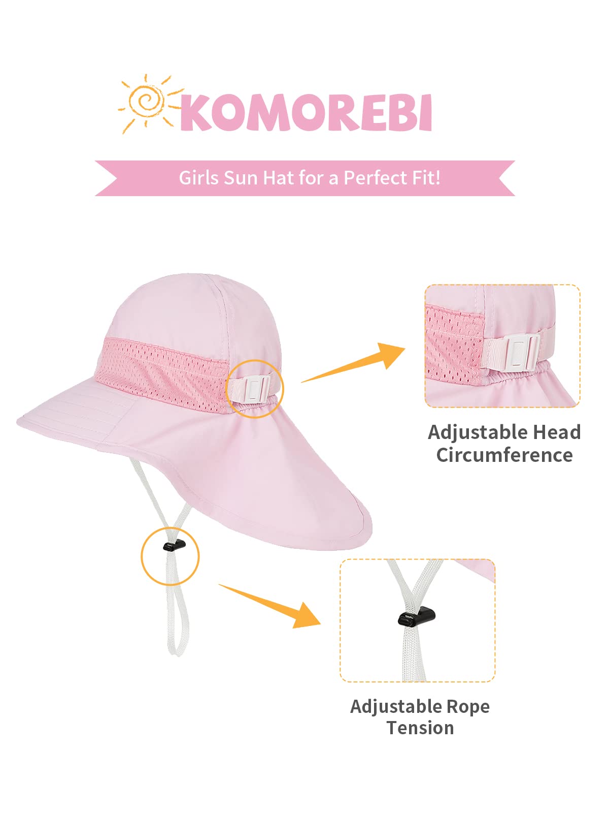 UPF 50+ Baby Sun Hat for Toddlers - Wide Brim UV Protection Beach Hat with Neck Flap for Boys & Girls - Perfect for Outdoor Play, Swimming, Fishing and Summer Activities