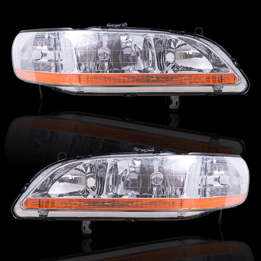 1998-2002 Honda Accord Replacement Halogen Headlight Assembly Set - Driver & Passenger Side - OEM Style Headlights for Improved Night Visibility