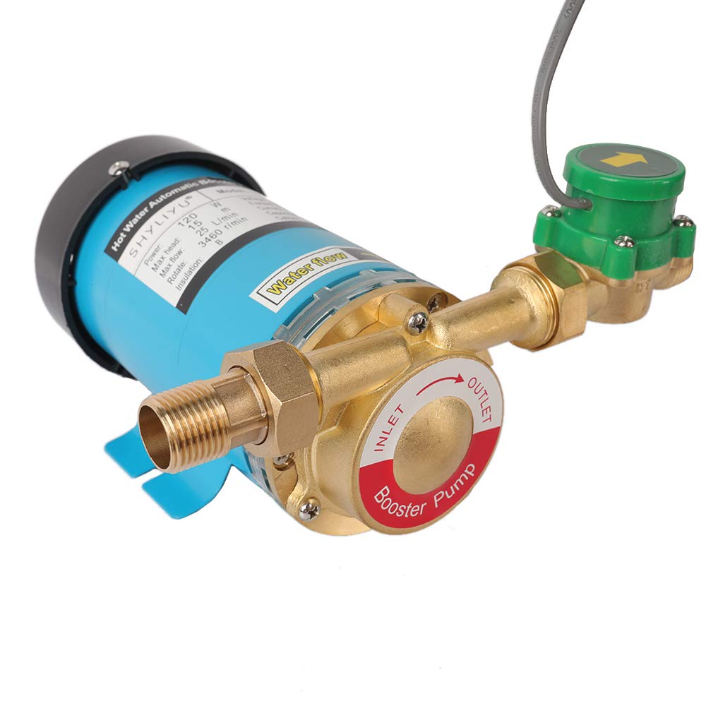 SHYLIYU 120W Automatic Water Pressure Booster Pump 115VAC, 396GPH, 22PSI - High Flow Shower Booster Pump with Water Flow Switch (25L/min) - Whole House & Kitchen Water Pressure Booster for Home Use - Perfect for Low Water Pressure in Showers, Sinks, and Appliances