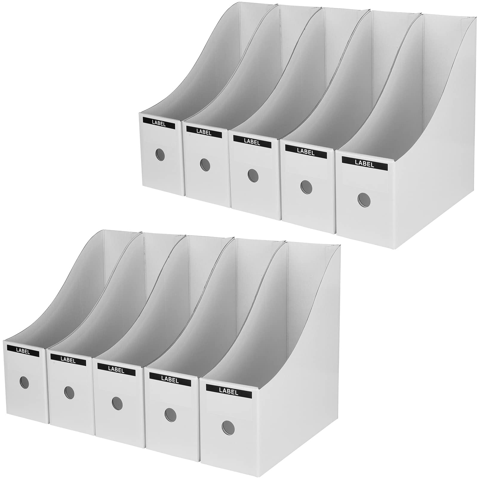 Collapsible Magazine File Holder Storage Box - 10 Pack White Cardboard Organizer for A4 Documents, Books & Office Supplies | Perfect for Desk Organization, Home Office & School Filing Systems