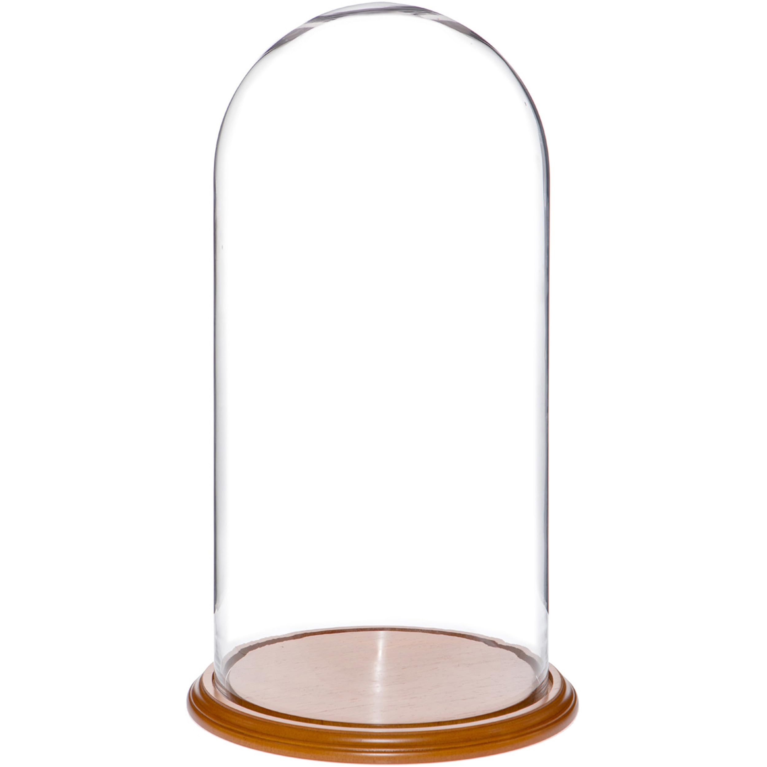 11.75 x 23 Inch Glass Display Dome Cloche with Oak Veneer Base - Perfect for Showcasing Cakes, Pastries, Jewelry & Collectibles