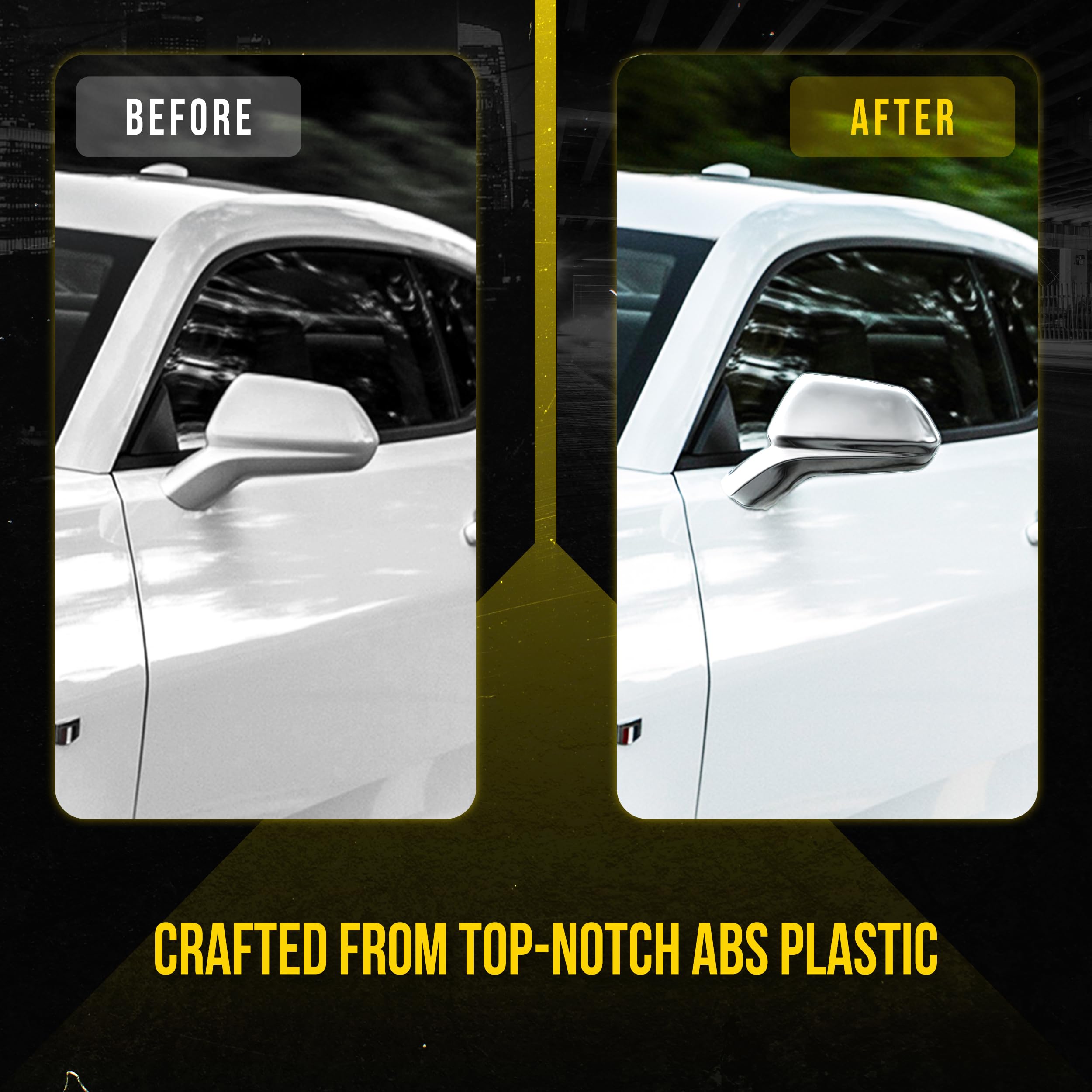 Chrome Car Side Rear View Mirror Cover Caps for Chevrolet Camaro 2016-2023 - MC227 - Upgrade & Protect Your Mirror (Perfect for Daily Driving, Car Shows & Customization)