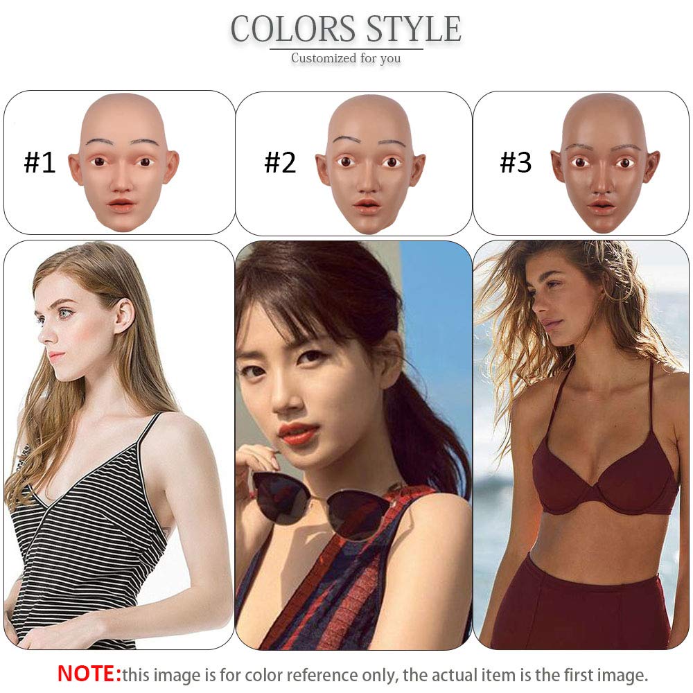 Realistic Silicone Face Mask & E Cup Breast Forms for Male to Female Crossdresser - Transgender Cosplay, Halloween Costume, Drag Queen Performance, MTF Transformation