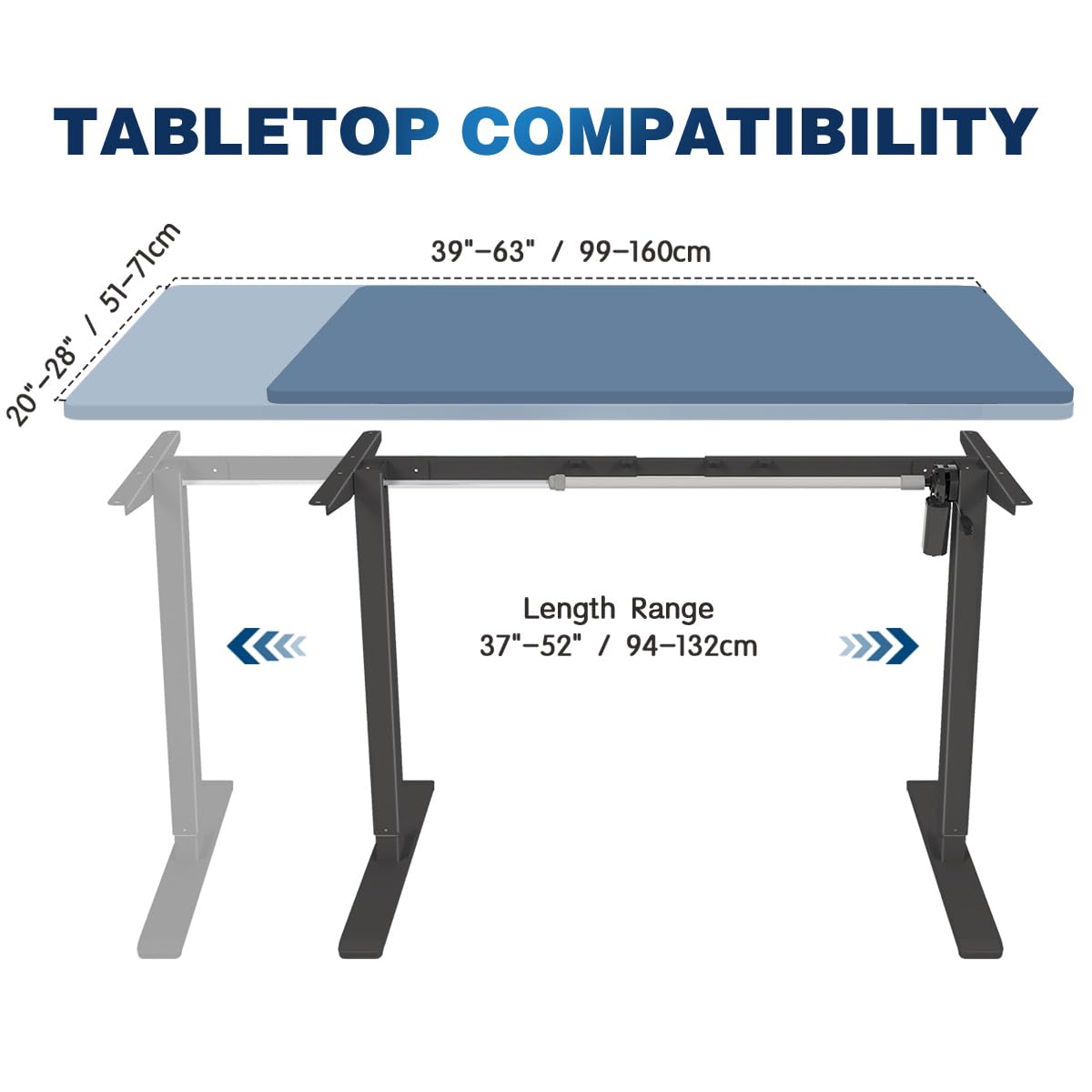 Electric Adjustable Standing Desk Frame with 3 Memory Height Settings - Ergonomic Stand Up Desk Base for Home & Office Workstation - Perfect for Remote Work, Gaming & Study