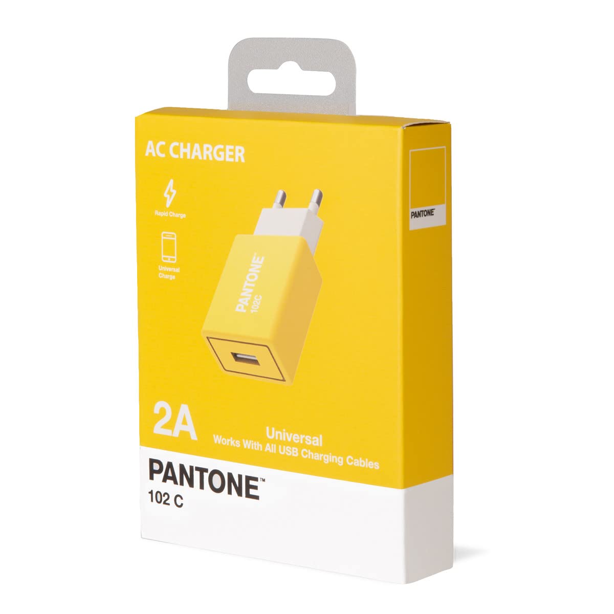 Pantone™ Yellow Travel USB Charger - 2.4A Fast Turbo Charging - Portable Power Bank for iPhone, Android, Samsung - Perfect for Travel, Office & Home Use