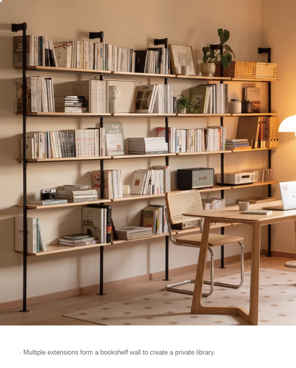 Solid Oak Wood Industrial Style Multi-Tier Storage Shelf - Perfect for Home Office, Garage & Living Room Organization