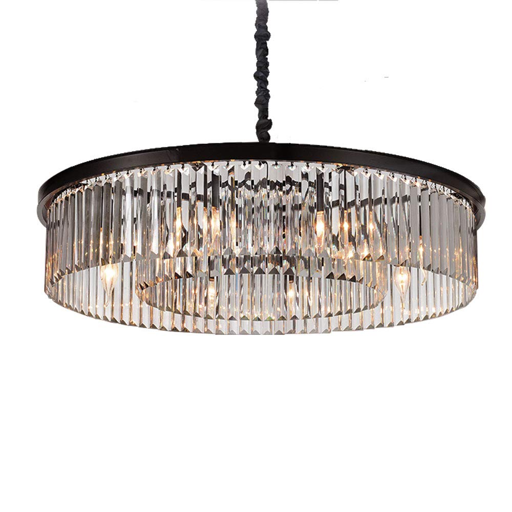 Modern Crystal Chandelier - 8-Light Raindrop Pendant Ceiling Light Fixture with Black Frame Base (27.56