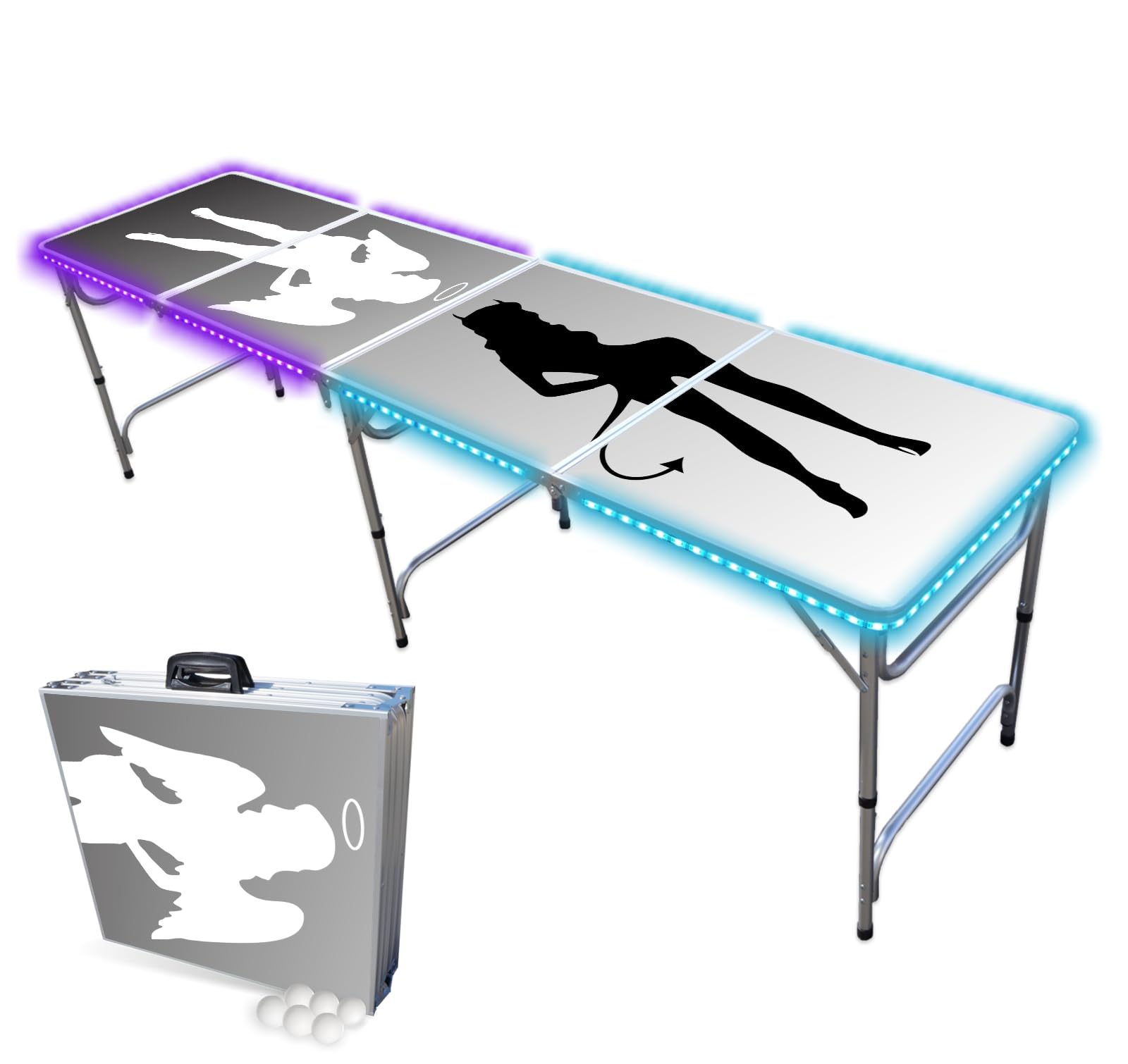 Party Pong Standard Beer Pong Table with LED Lights - Portable & Durable for Indoor/Outdoor Parties, Game Nights & College Events