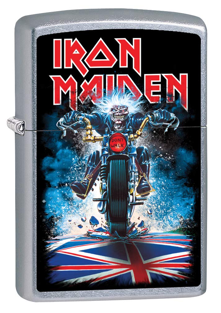 Zippo Lighter Iron Maiden Maiden England 2014 Street Chrome 80064 - Windproof Refillable Metal Lighter for Camping, Outdoor Adventures & Collectors