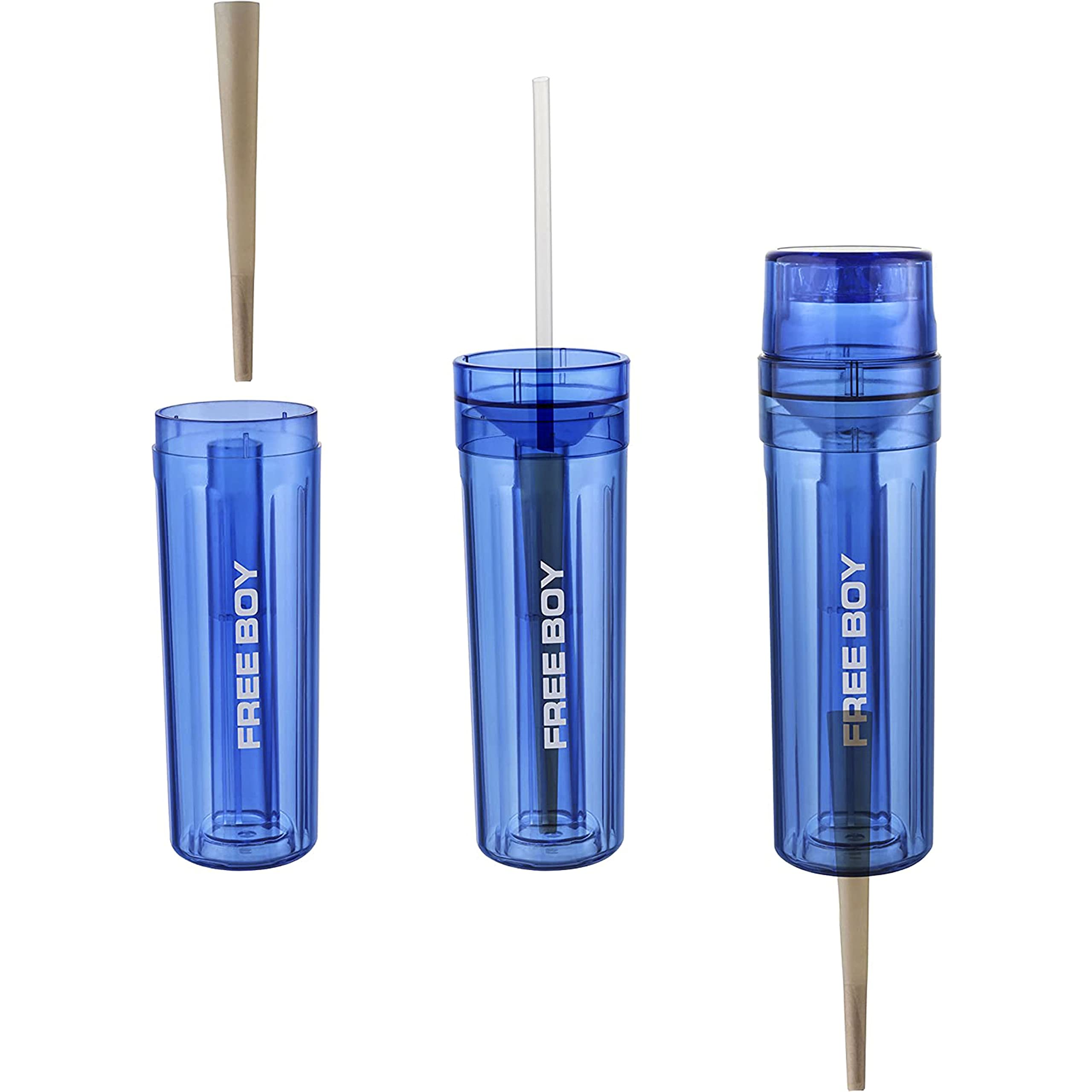 King Size Pre Roll Machine - Free Boy Cone Loader with 6 Transparent Pre Rolled Cones (Blue) | Perfect for Rolling & Filling King Size Cones at Home or Parties