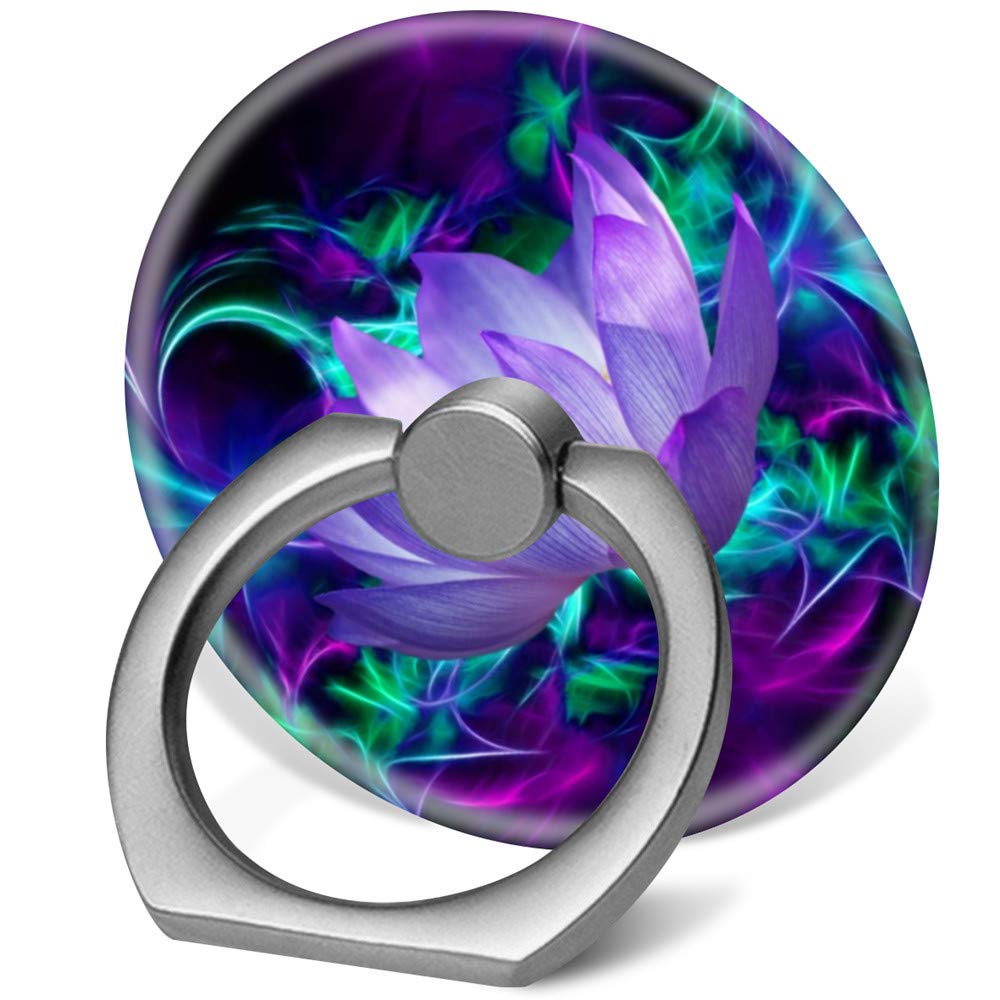 360° Finger Stand Phone Ring Holder - Purple Lotus for Home & Car Use