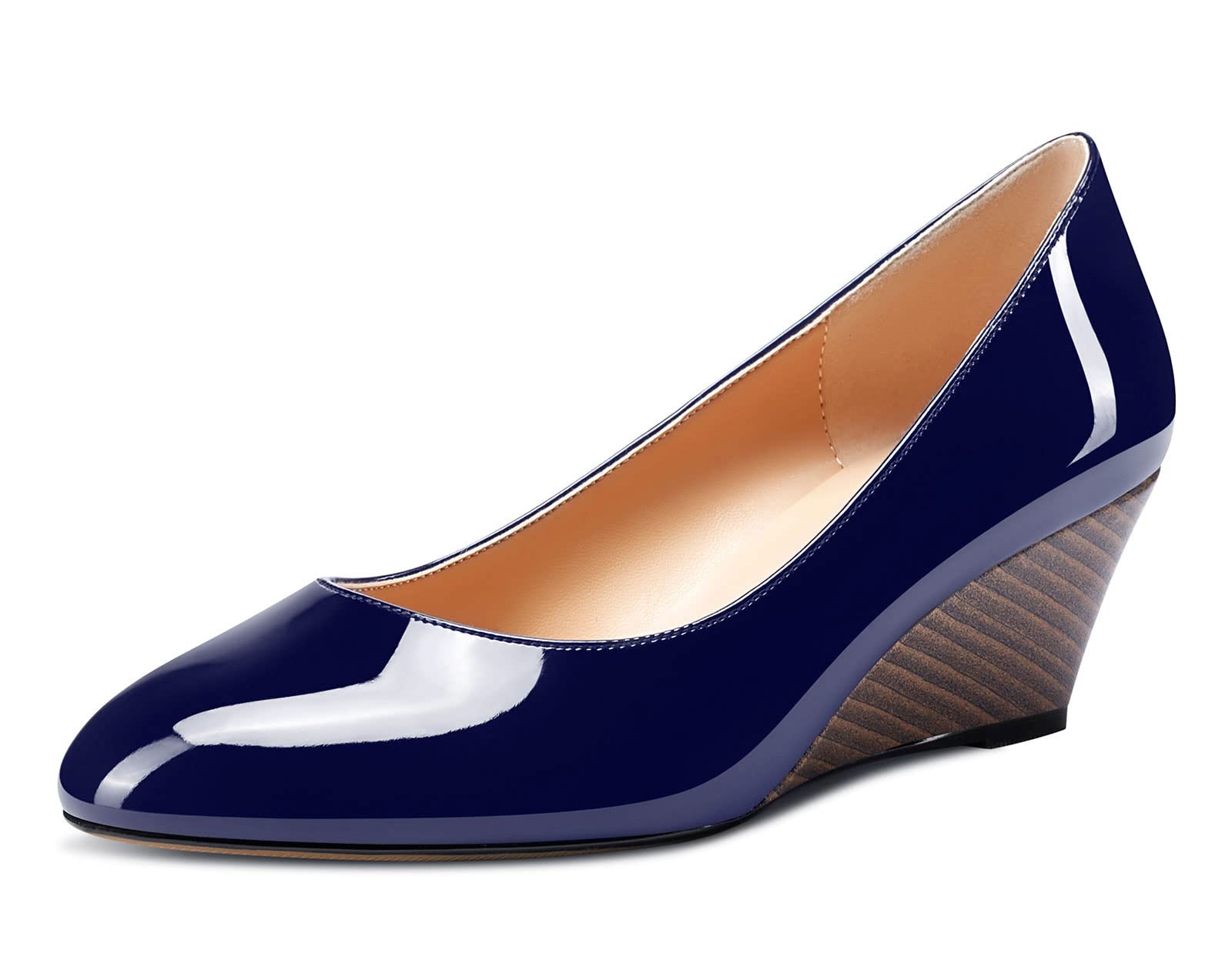 DearOnly Women's Sexy Slip-On Wedge Pumps - 2 Inch Mid Heel Round Toe Shoes for Work, Party & Date Night | Comfortable Office & Evening Wear
