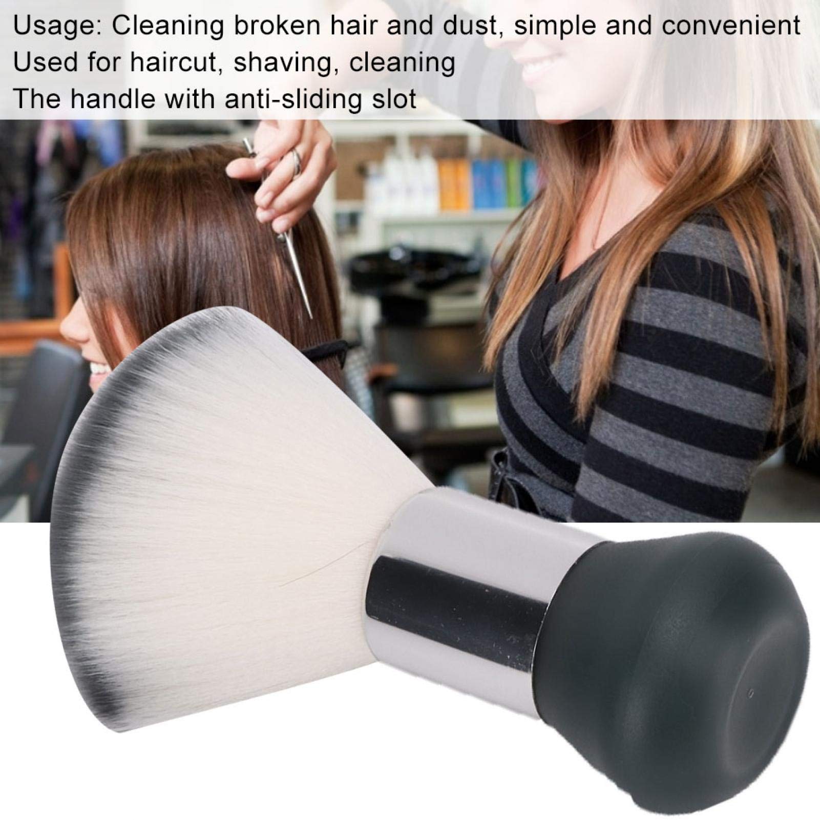 Professional Neck Duster & Hair Sweeping Brush - Soft Barber Cleaning Brush for Hair & Face - Salon Quality Grey Hairbrush for Stylists | Perfect for Barber Shops, Home Grooming & Makeup Application