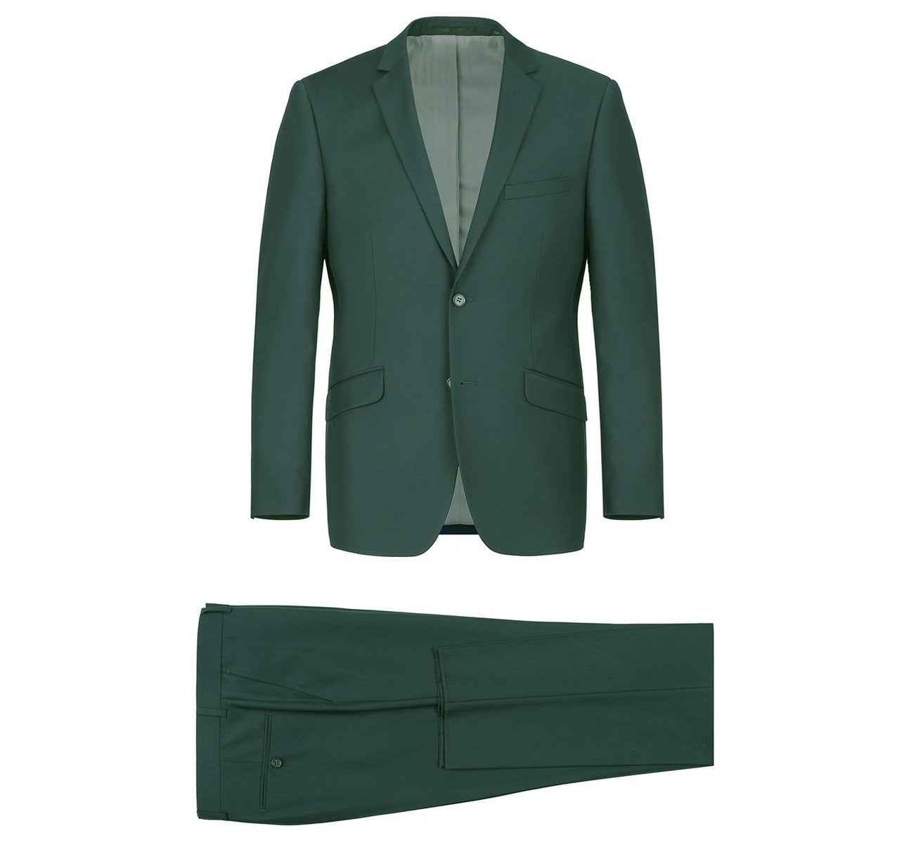 Alessandro Vitello by Renoir Green 2-Piece Classic Fit Single Breasted Notch Lapel Suit | Premium Men's Business Attire for Office, Weddings & Formal Events