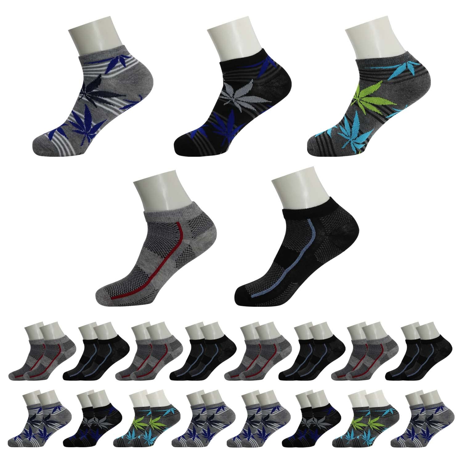 144 Pairs - Moda West Unisex Ankle Socks - Assorted Colors & Patterns (Sizes 9-11) - Bulk Pack for Men, Women & Kids - Perfect for Sports, Gym, Work & Daily Wear