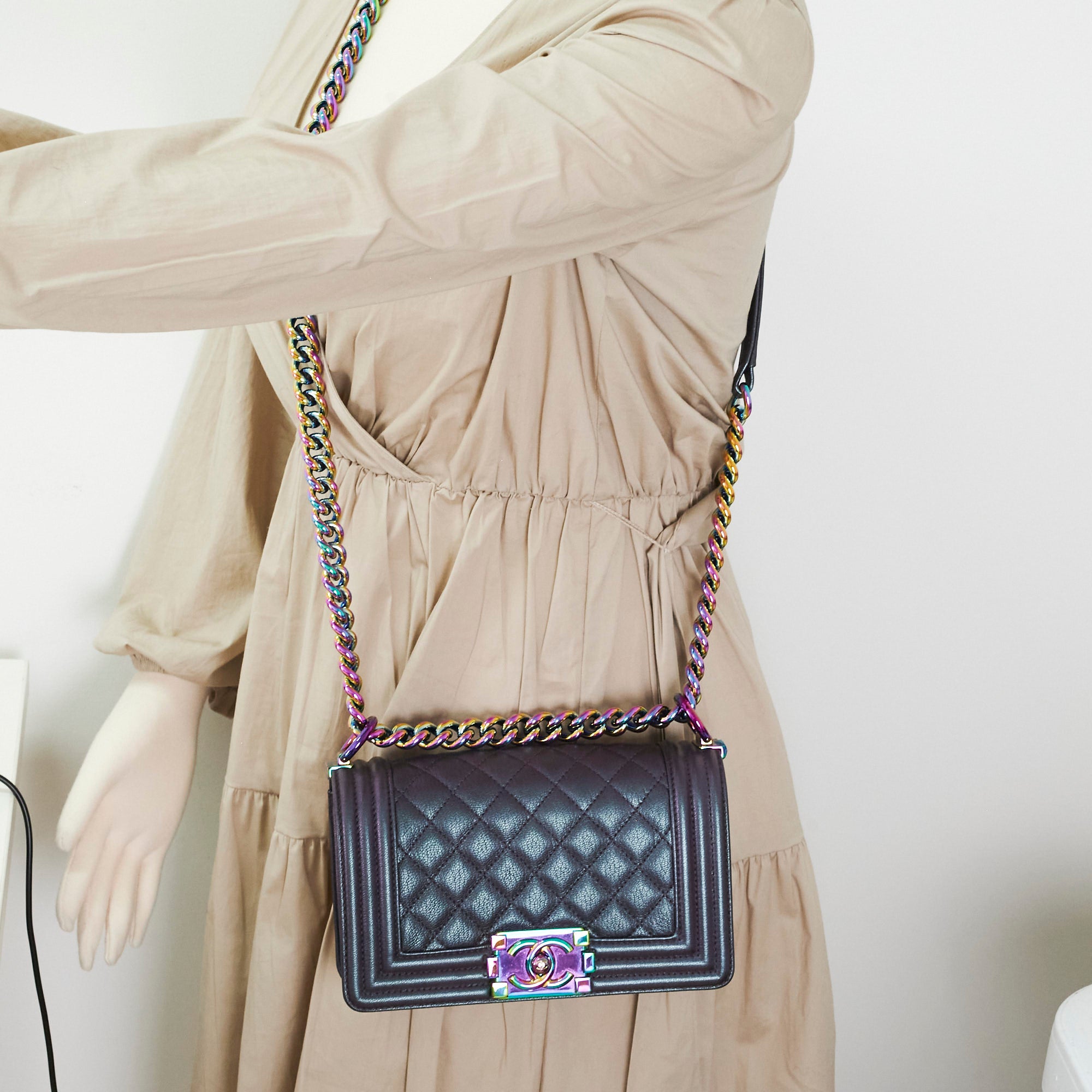 Chanel Small Boy Bag Mermaid Iridescent Purple Leather Crossbody Bag for Women - Perfect for Evening Parties, Date Nights & Luxury Fashion Accessories