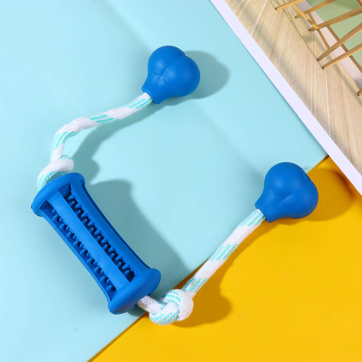 Baluue 1Pc Suction Cup Dog Chew Toy - Interactive Food Dispenser, Dental Chew Ball & Brushing Stick for Puppies - Pet Toothbrush & Snack Holder for Teeth Cleaning and Playtime Fun