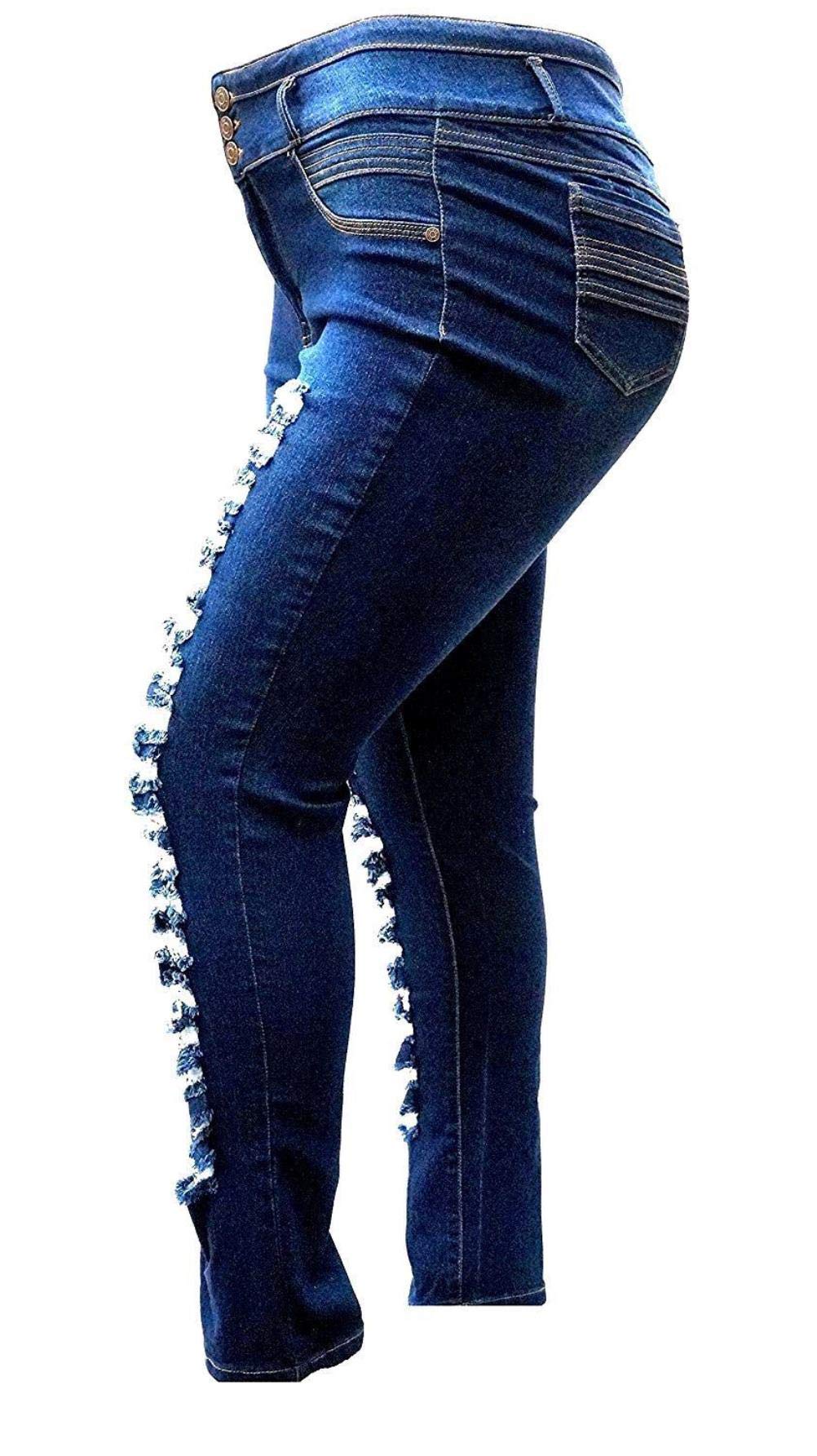 Jack David Women's Plus Size Denim Skinny Jeans - Stretch Ripped Distressed Pants for Casual Wear & Everyday Outfits | Comfortable High Waisted Trendy Jeans for Curvy Women