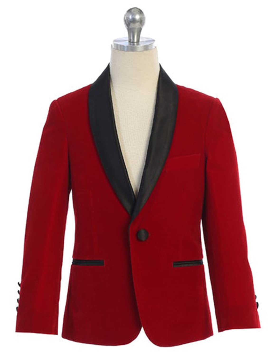 Boys' Velvet One-Button Suit with Shawl Lapel Jacket & Black Pants - Formal Birthday Party Outfit for Kids, Special Occasions & Holiday Events