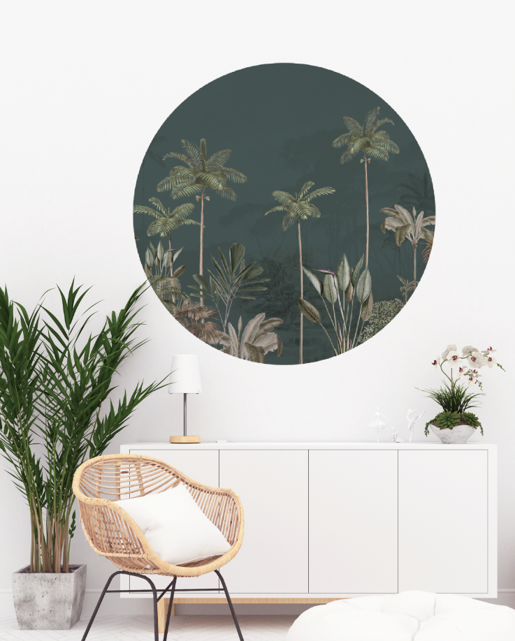 Round Wall Sticker - Tropical Wilderness Design for Home & Office Decor | Perfect for Living Room, Bedroom, and Nursery Walls