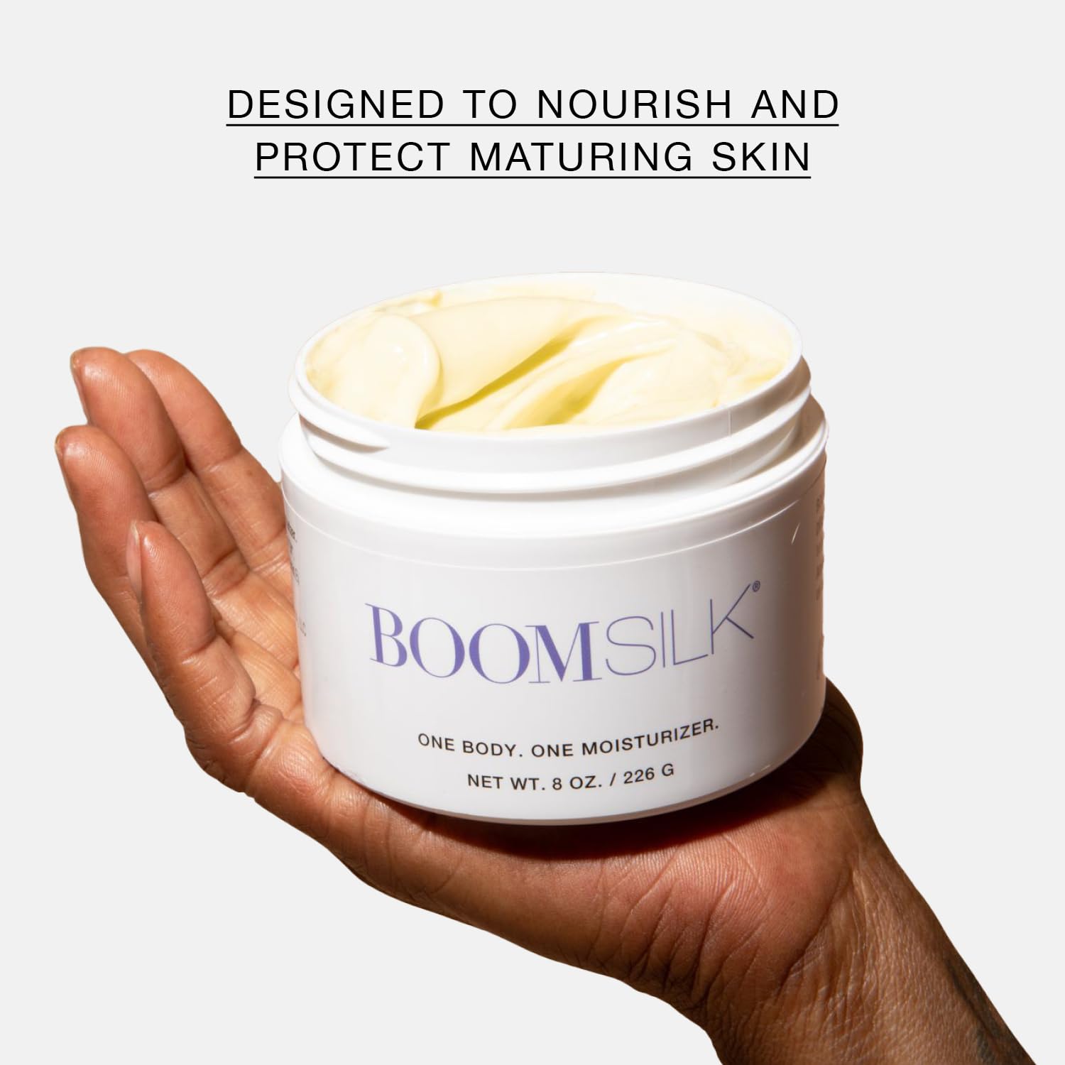 BOOM! by Cindy Joseph Boomsilk - Organic Anti-Aging Face & Body Moisturizer for Women - Rejuvenating Lotion to Soften, Protect & Hydrate Mature Skin - 4 Oz - Perfect for Daily Skincare Routine & Nighttime Hydration
