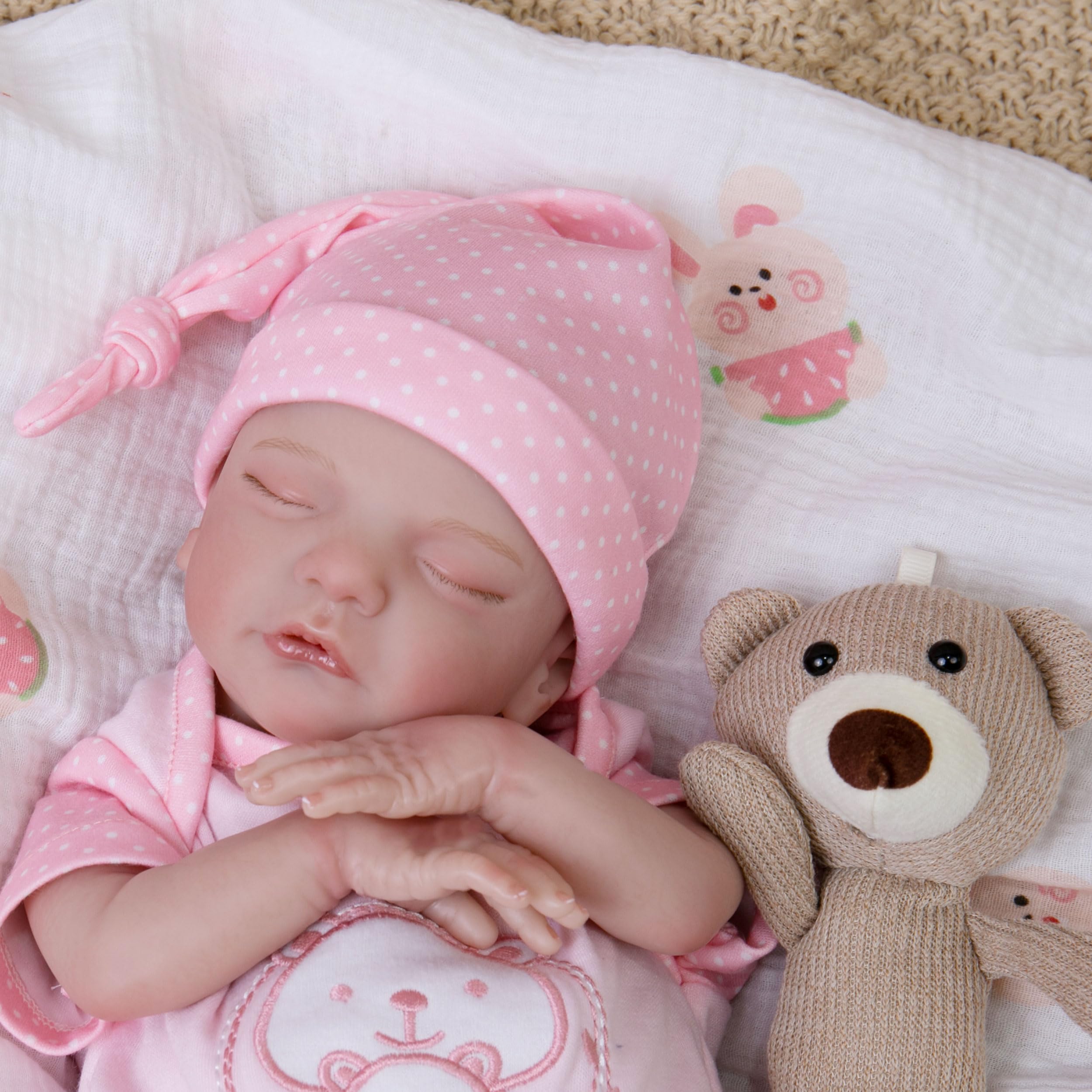 Milidool 18-Inch Realistic Reborn Baby Doll - Lifelike Sleeping Girl with Cute Smile & Accessories | Perfect Gift for Kids Age 3+ | Great for Role Play, Collecting & Therapy