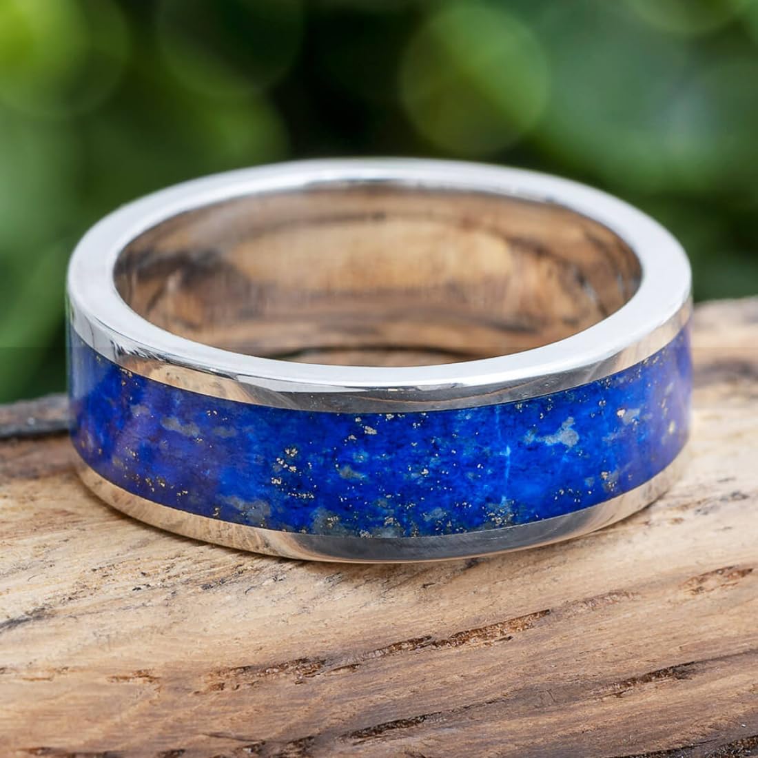 Lapis Lazuli Titanium & Platinum Wedding Bands for Men & Women – Unisex Couple Rings for Engagement, Anniversary & Special Occasions