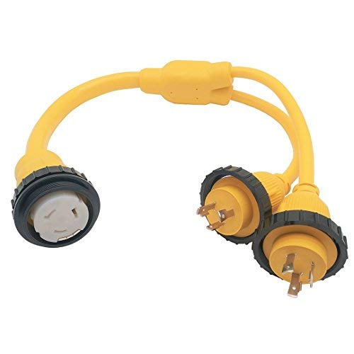 Parkworld 692033 Marine Shore Power Y Adapter - 30A L5-30P to 50A SS2-50R Twist Lock Connector (3FT) - Ideal for Boat Docking & RV Power Hookups