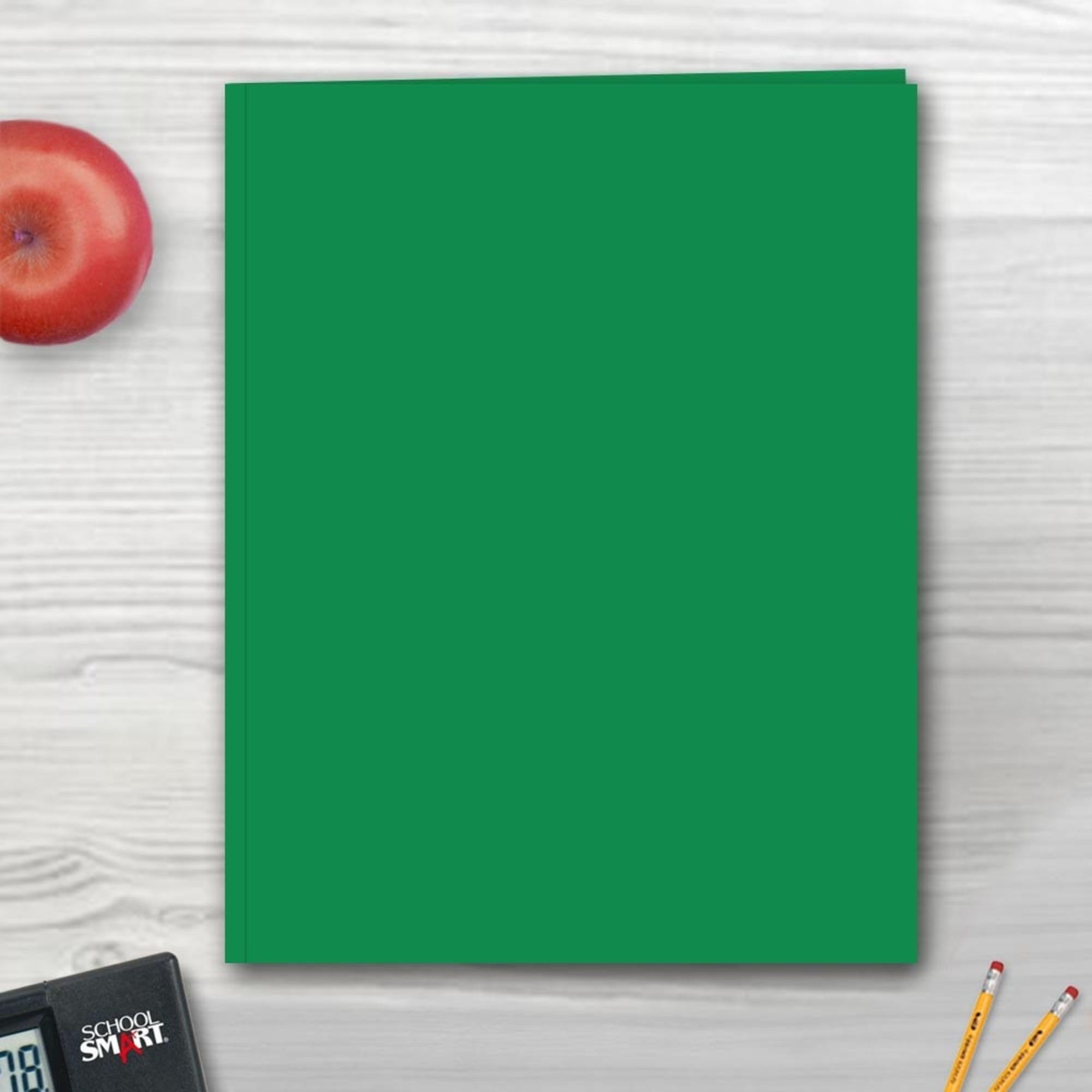 School Smart 2-Pocket Folders Without Brads - Green (Pack of 25) - Perfect for Classroom Organization, Homework Assignments & Student Binders